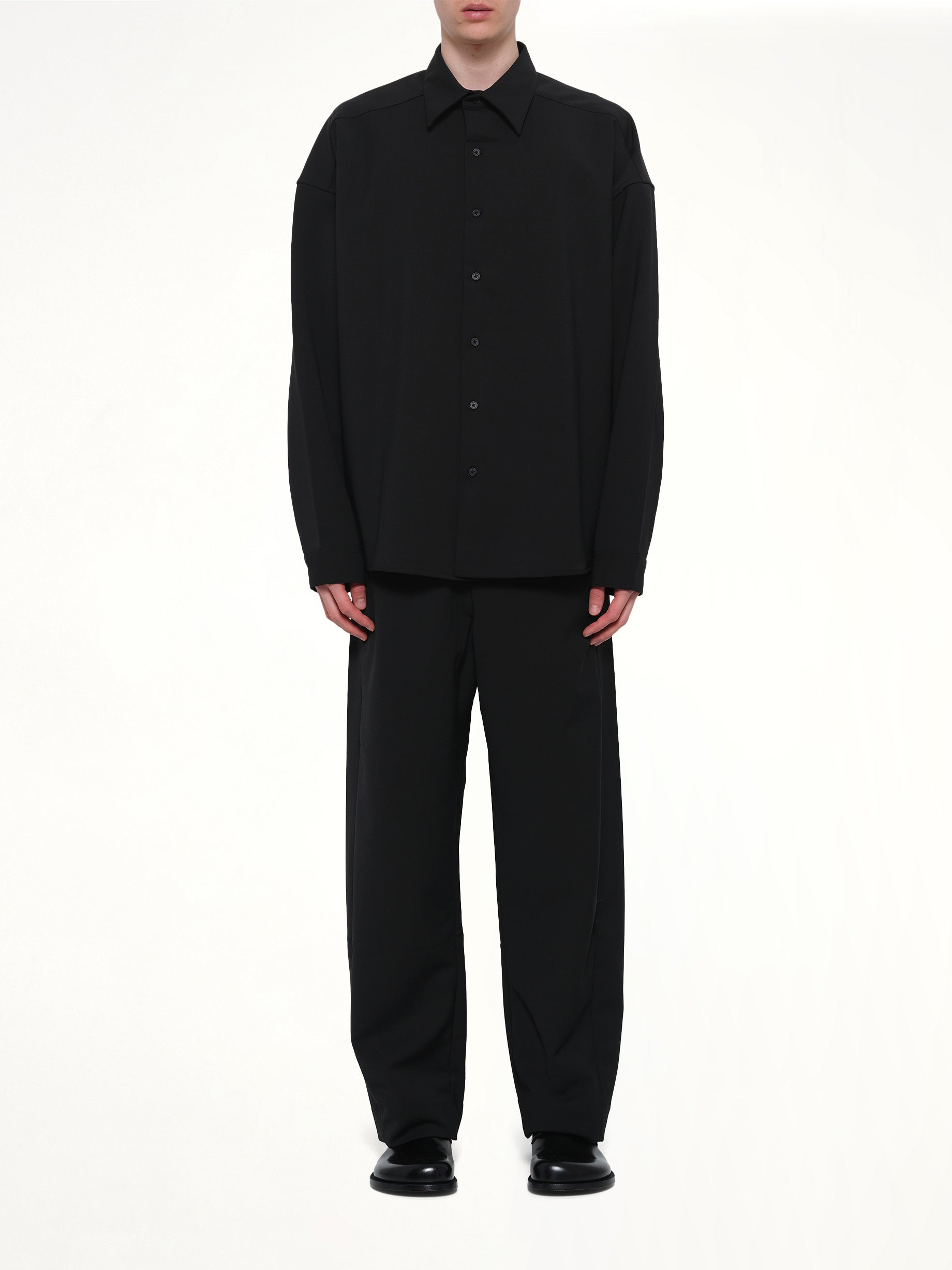 ENTIRE STUDIOS Miller Shirt in Black Wool Model View from MARAIS
