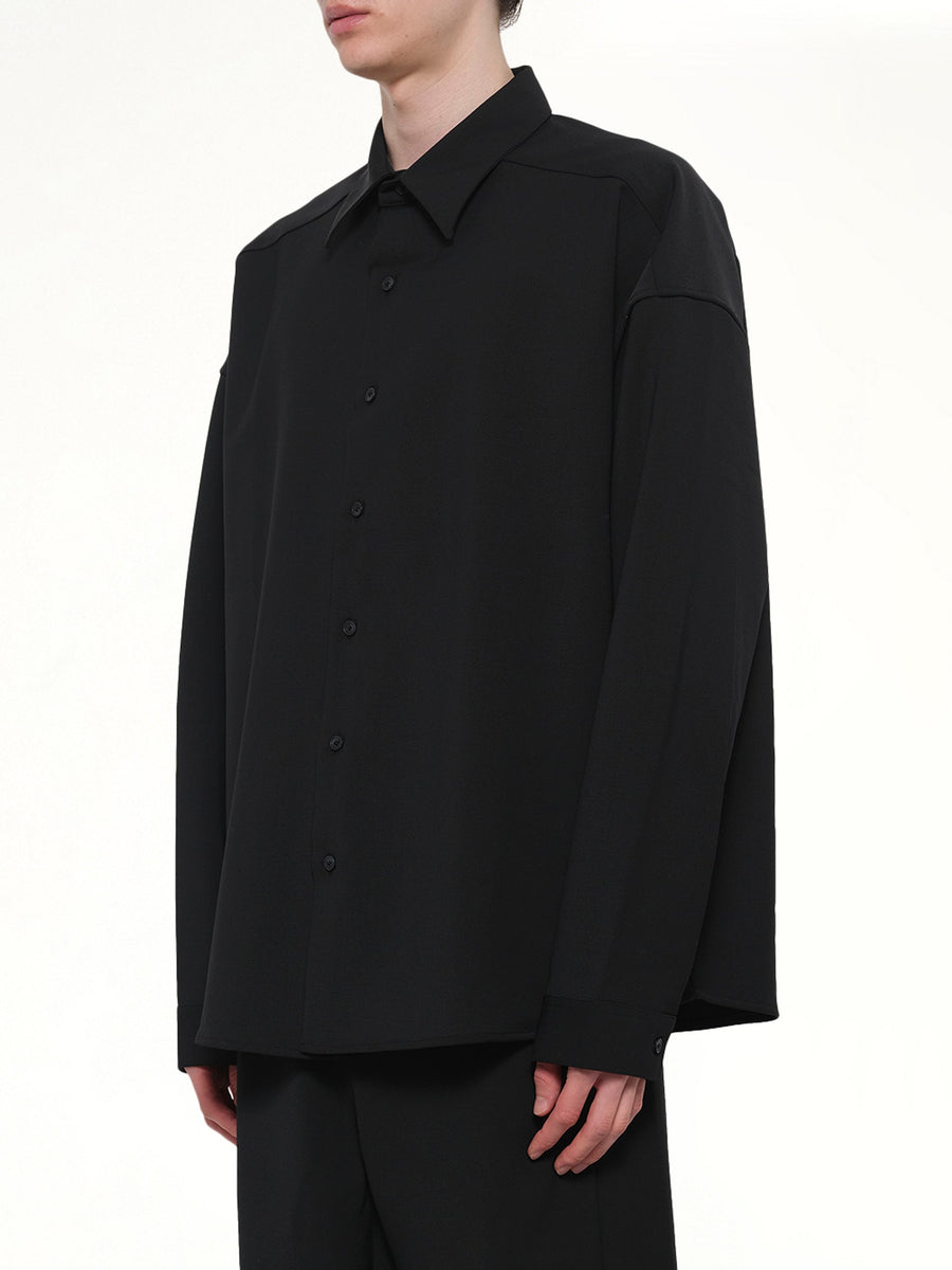 Miller Shirt in Black Wool