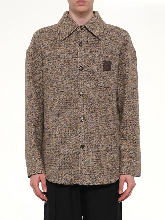 Overshirt in Beige/Blue Melange