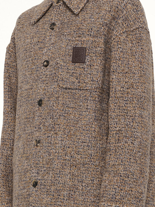 Overshirt in Beige/Blue Melange