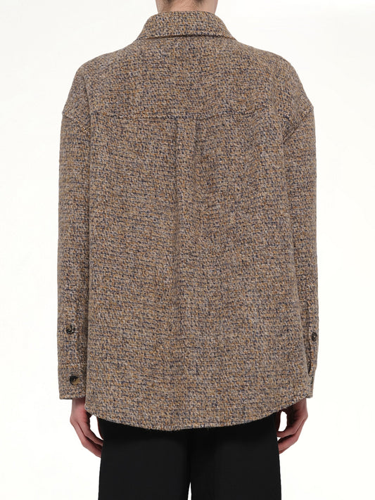 Overshirt in Beige/Blue Melange