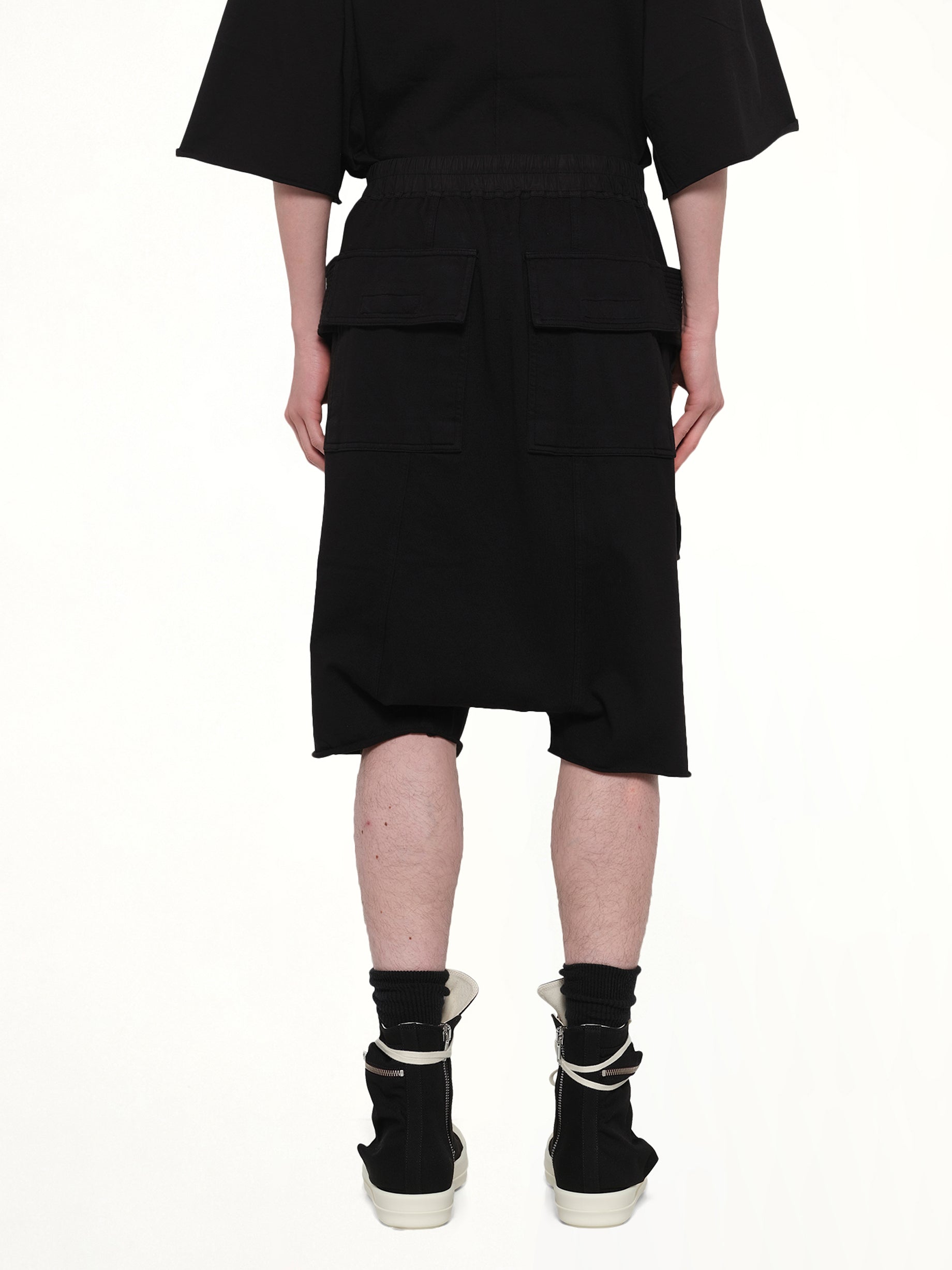 RICK OWENS DRKSHDW Creatch Cargo Pods in Black Back View from MARAIS
