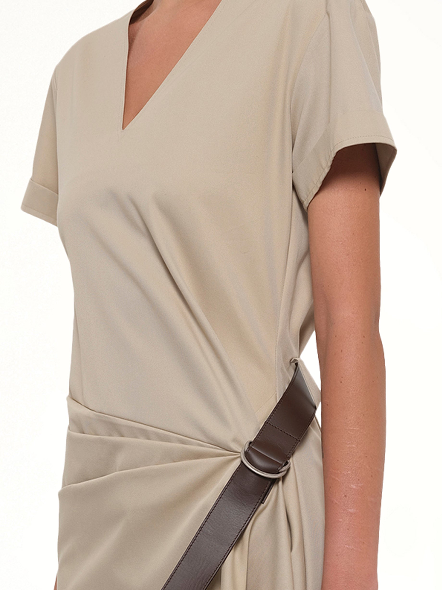 LOEWE Belted Dress in Beige Model View from MARAIS