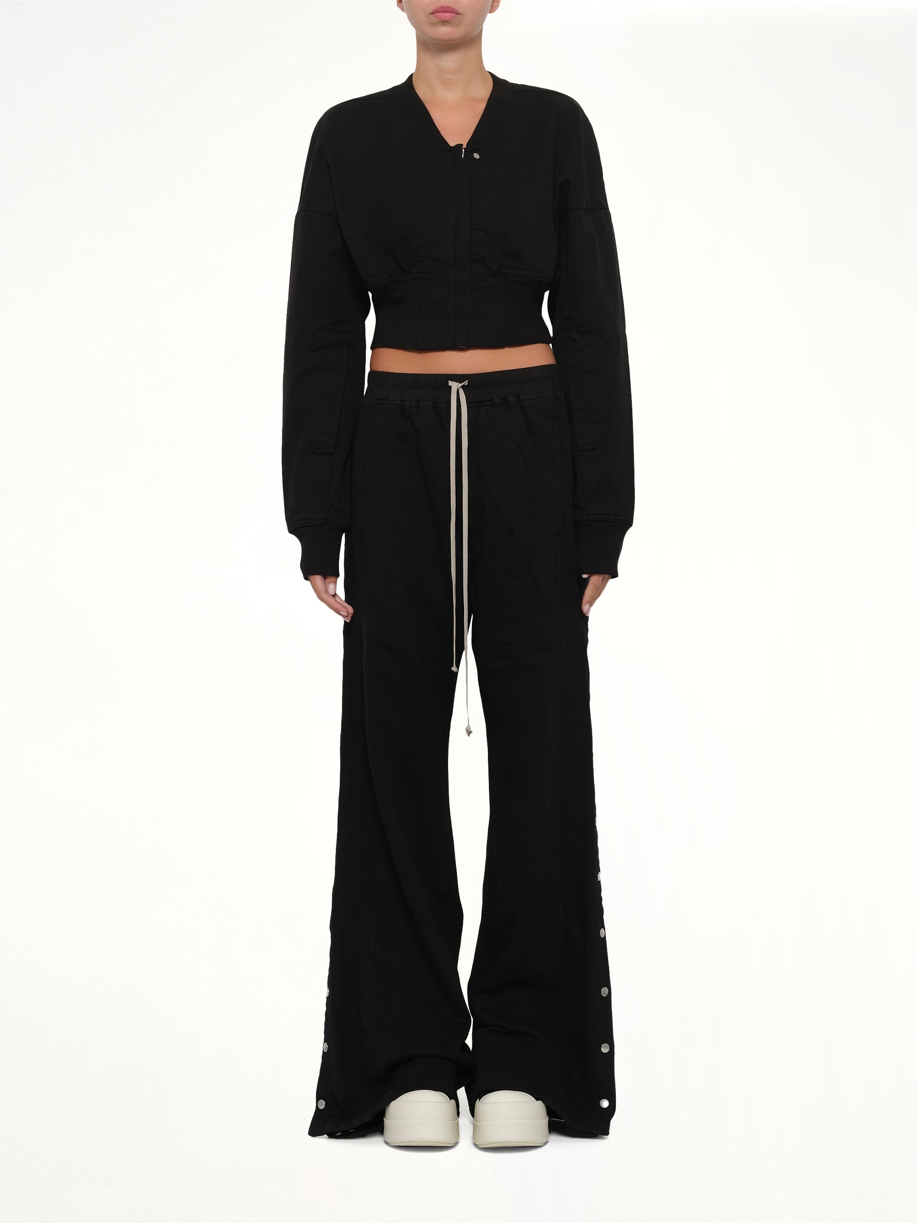 RICK OWENS DRKSHDW Flight Jacket Cropped in Black Model View from MARAIS