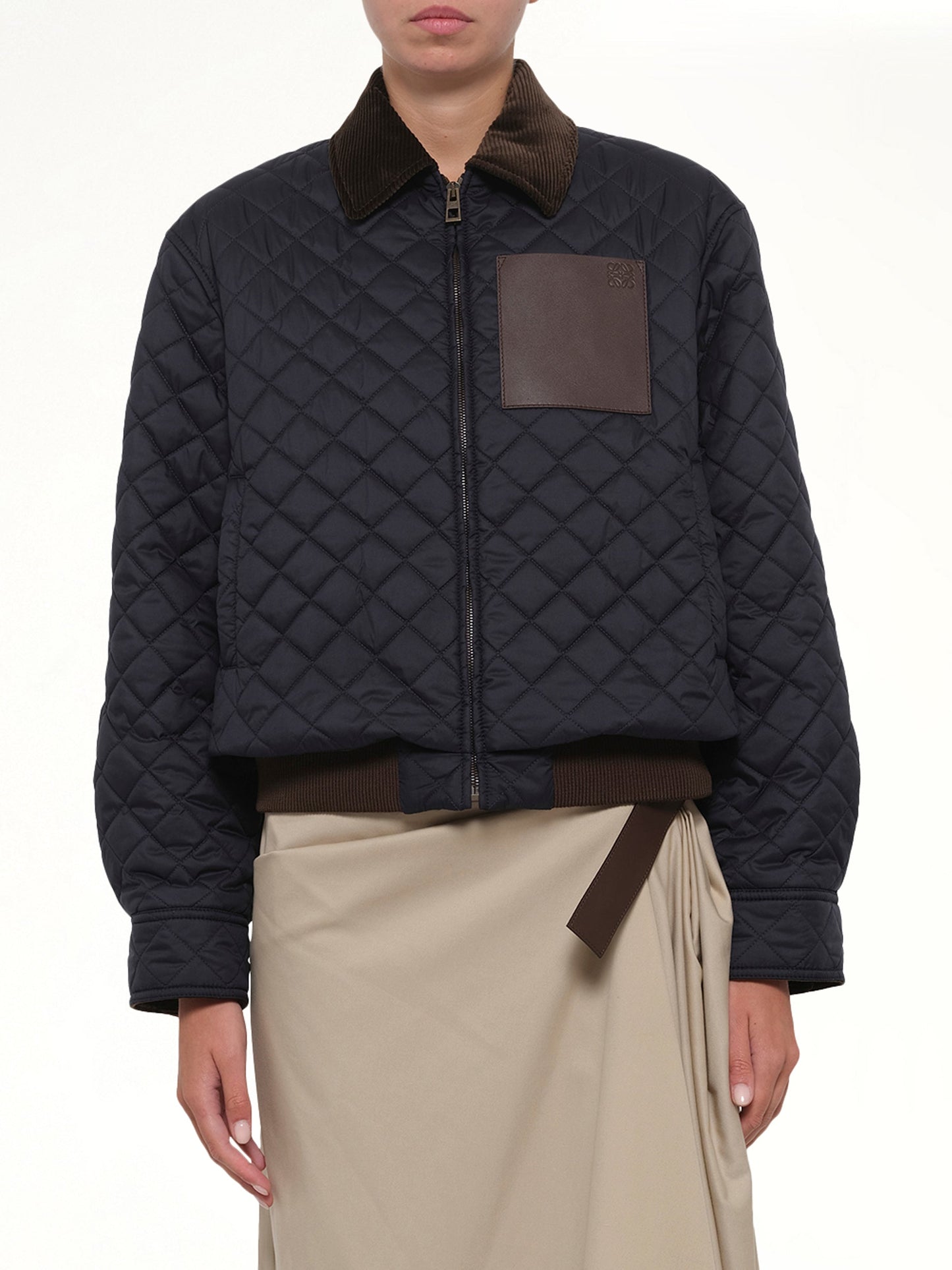 Short Padded Jacket in Dark Navy