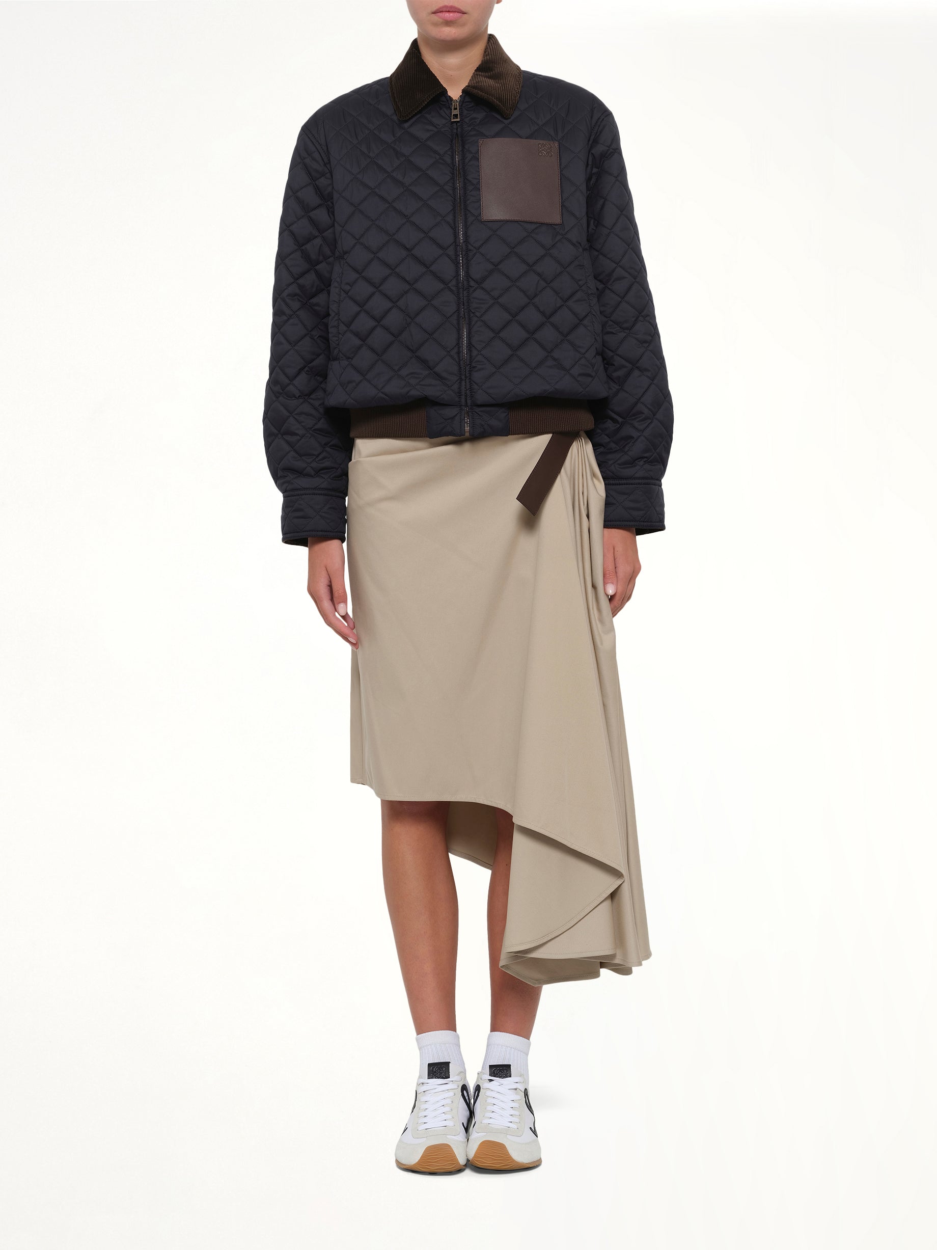 LOEWE Short Padded Jacket in Dark Navy Model View from MARAIS