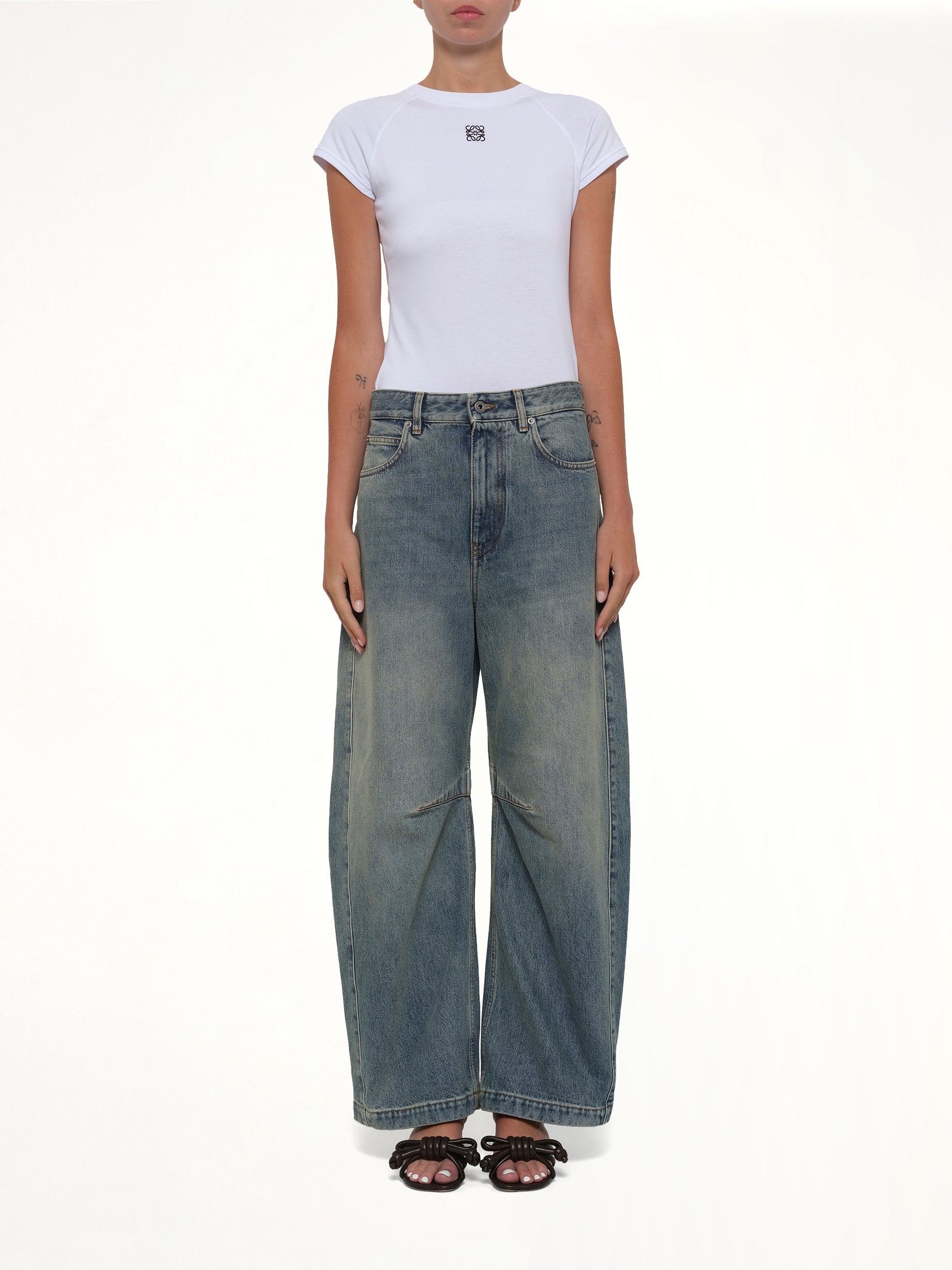 LOEWE Barrel Jeans in Washed Denim Model View from MARAIS