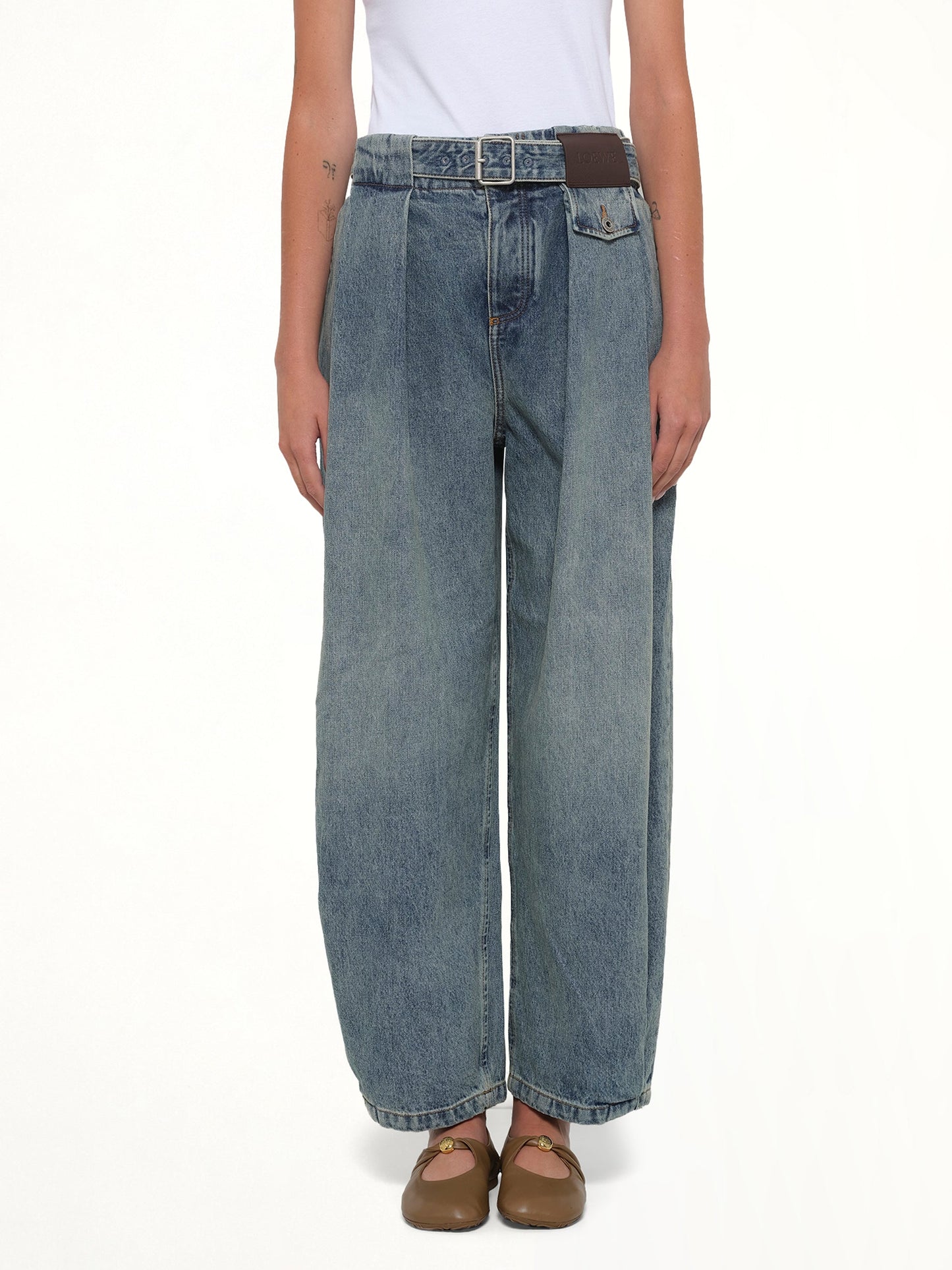 Belted Jeans AF in Washed Denim