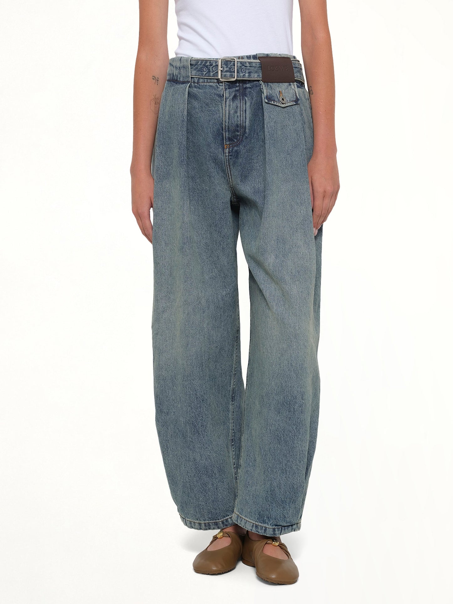 Belted Jeans AF in Washed Denim