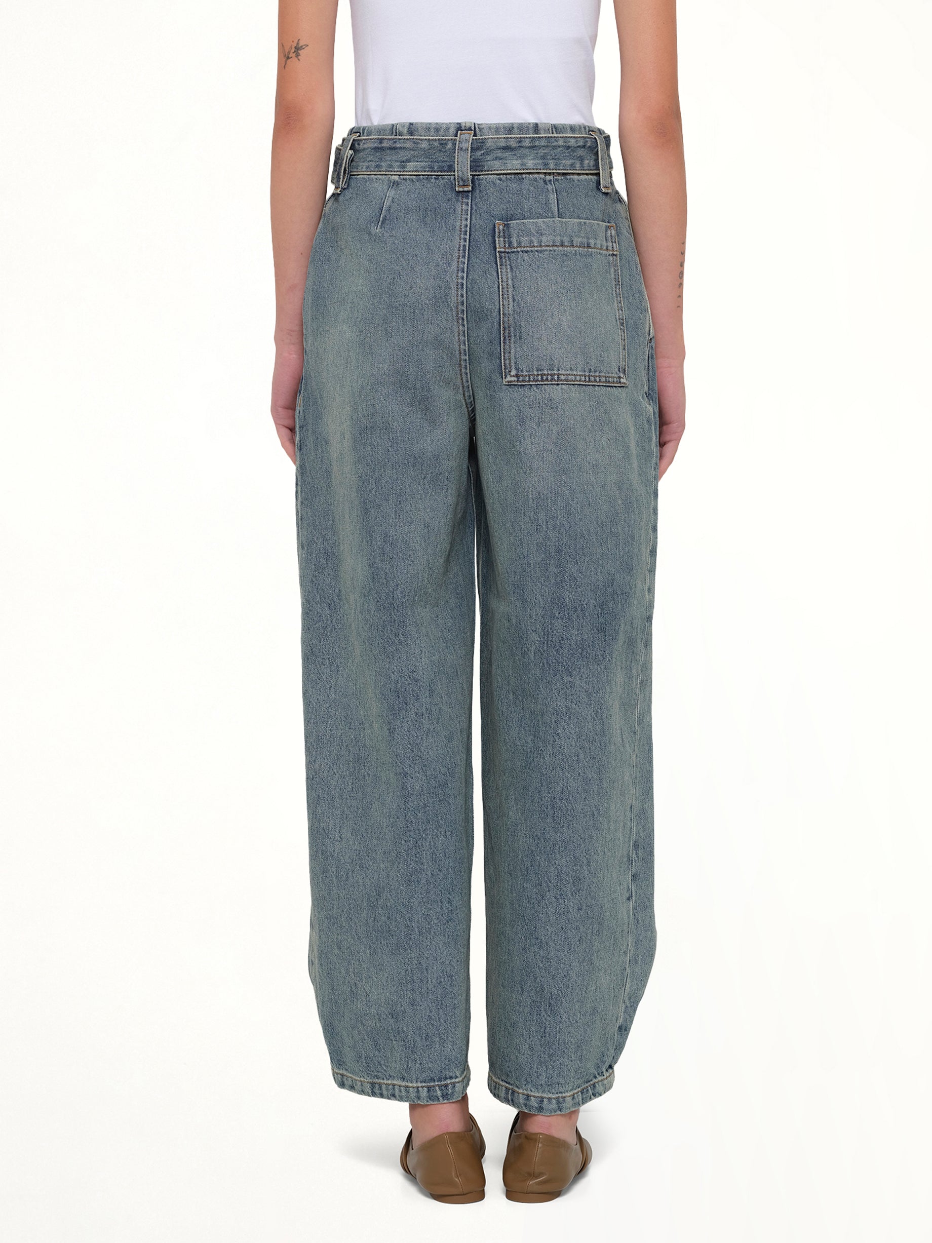 LOEWE Belted Jeans AF in Washed Denim Back View from MARAIS