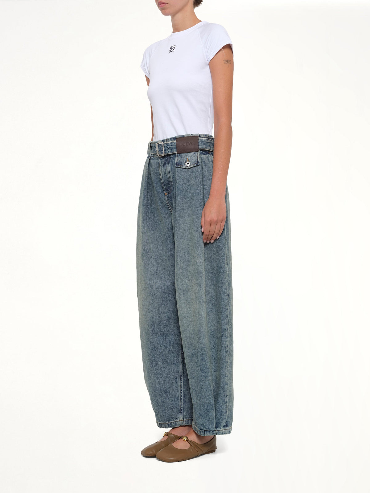 Belted Jeans AF in Washed Denim