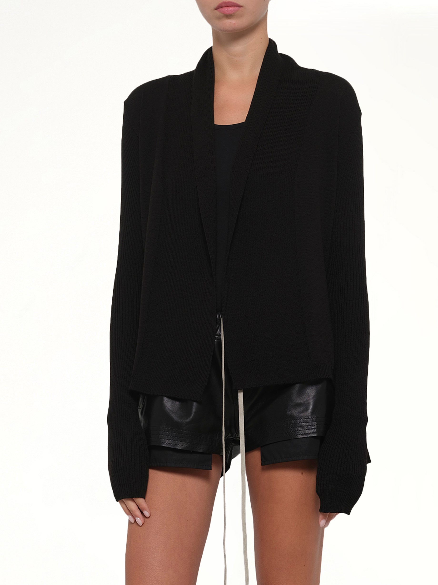 RICK OWENS Naska Cardigan in Black Detail Shot from MARAIS