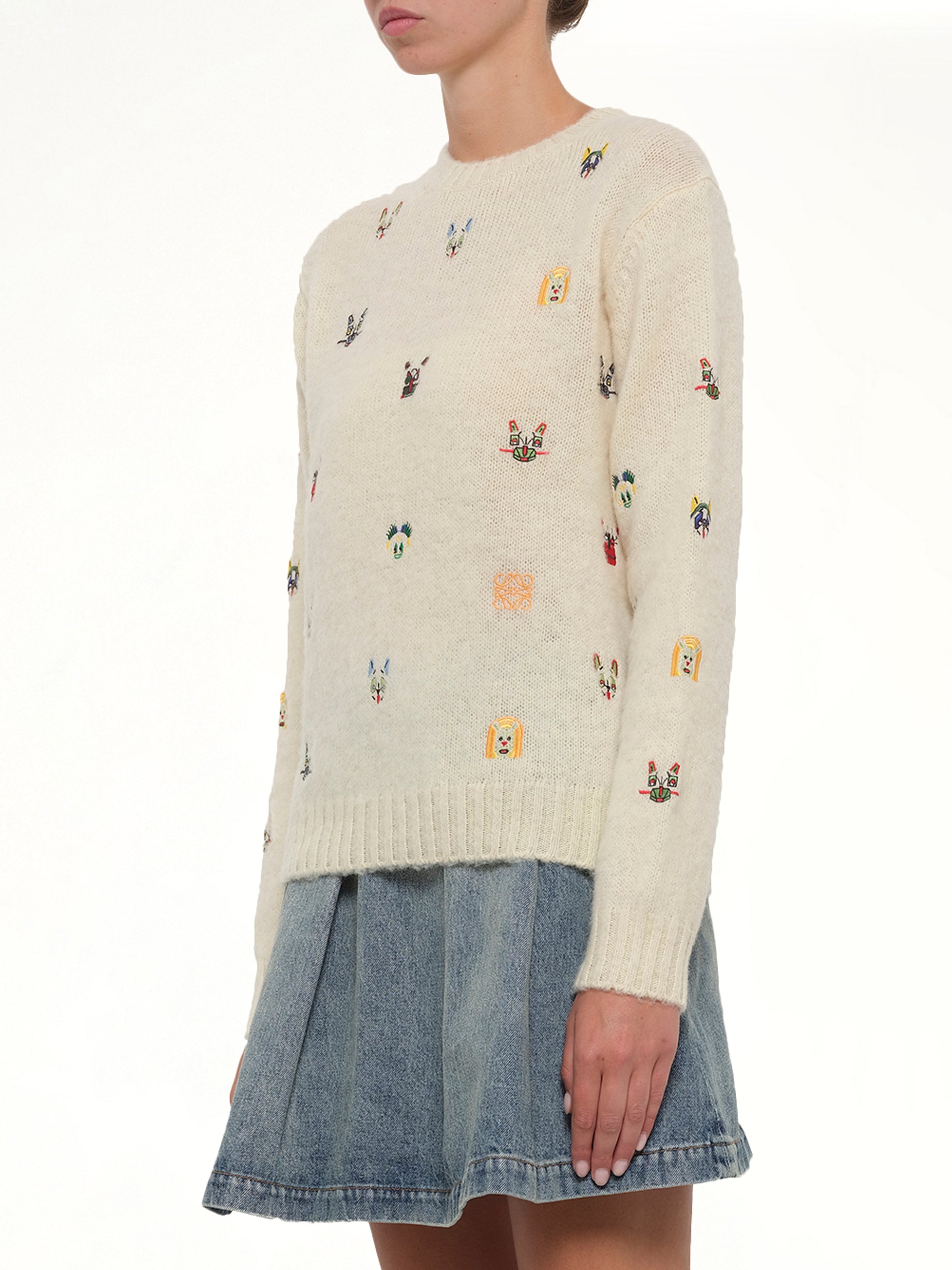 LOEWE Louis Wain Sweater in White/Multicolour Side View from MARAIS