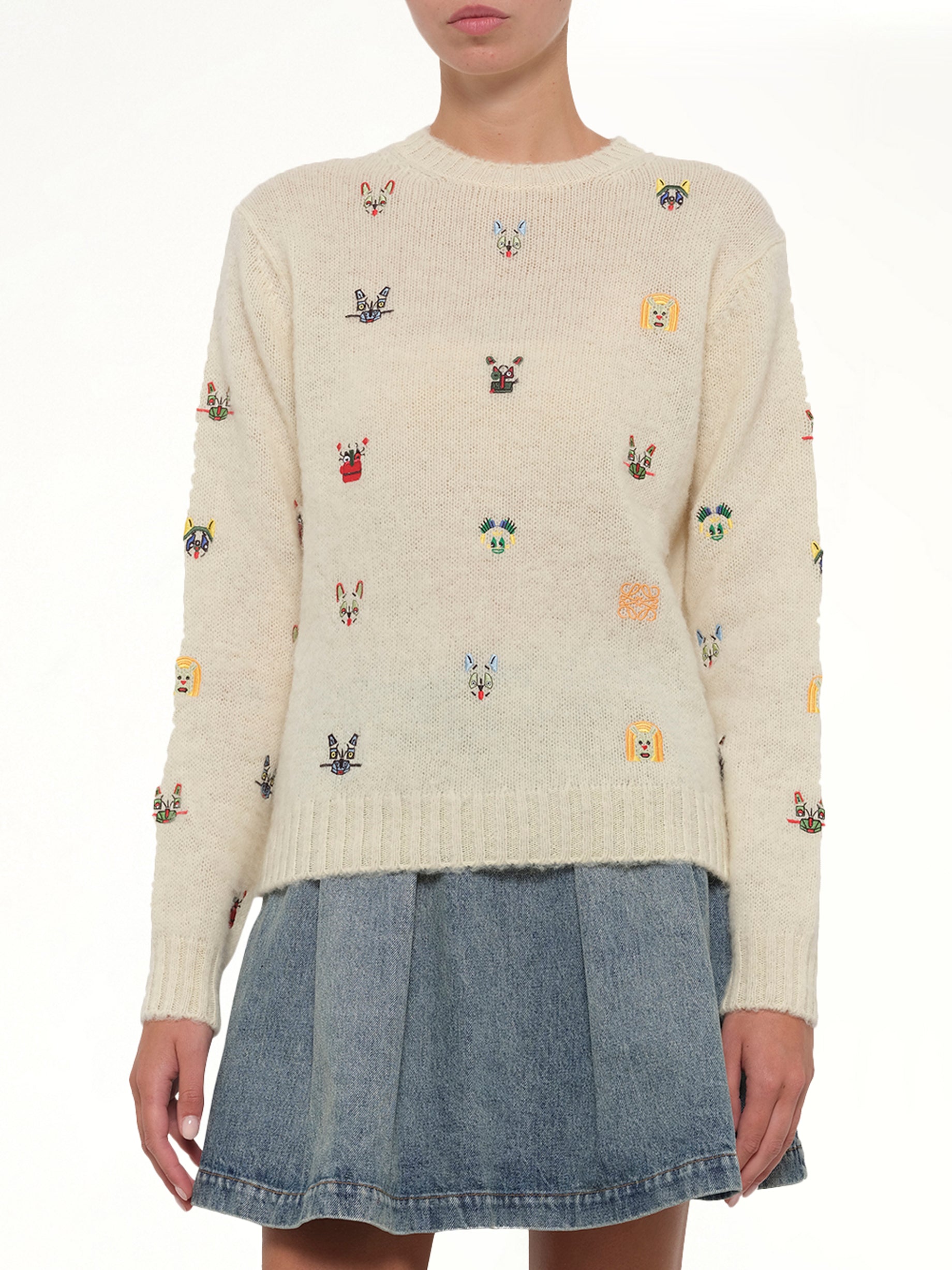 LOEWE Louis Wain Sweater in White/Multicolour Detail Shot from MARAIS