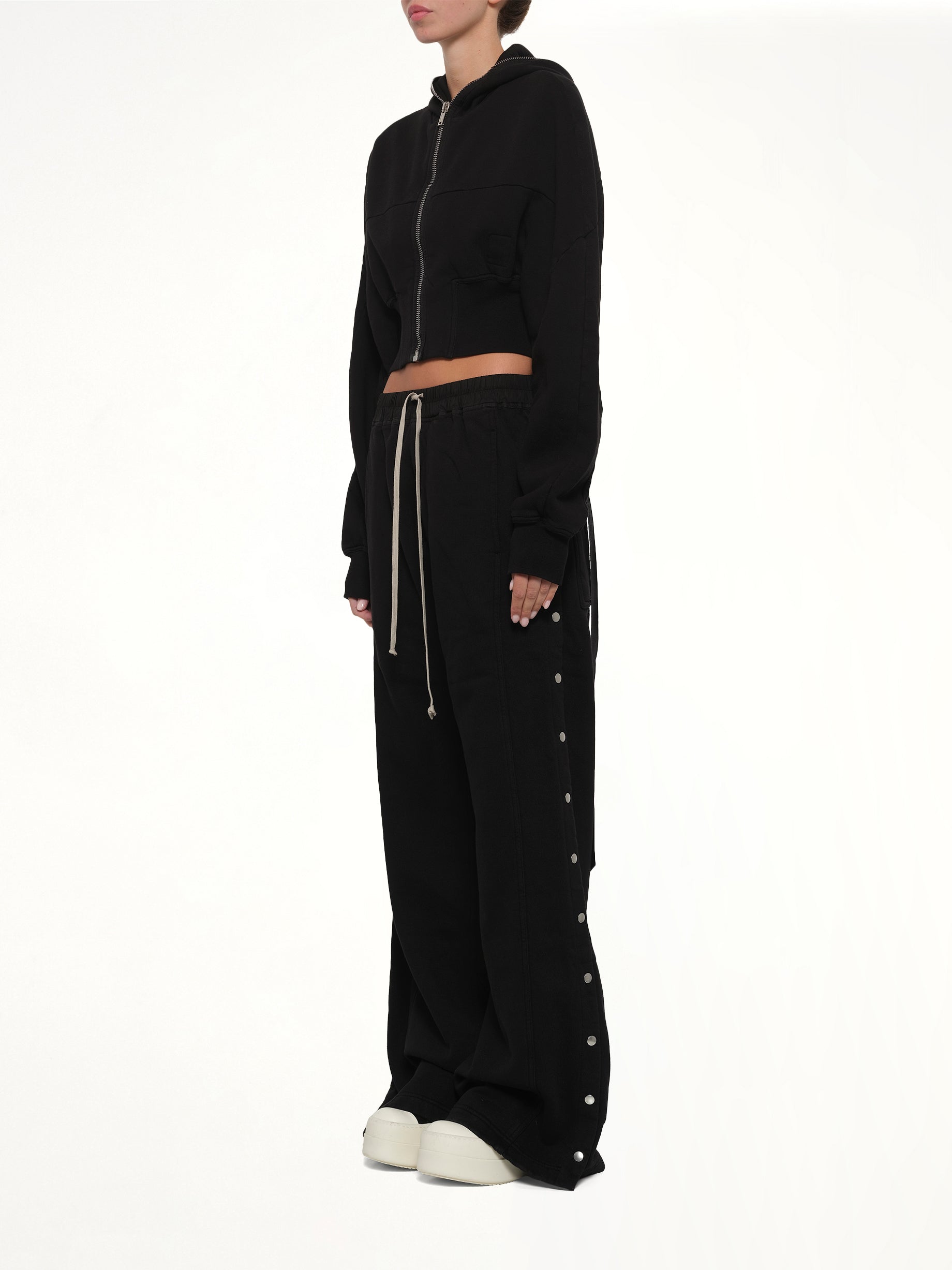 RICK OWENS DRKSHDW Wide Pusher Pants in Black Full Reference from MARAIS