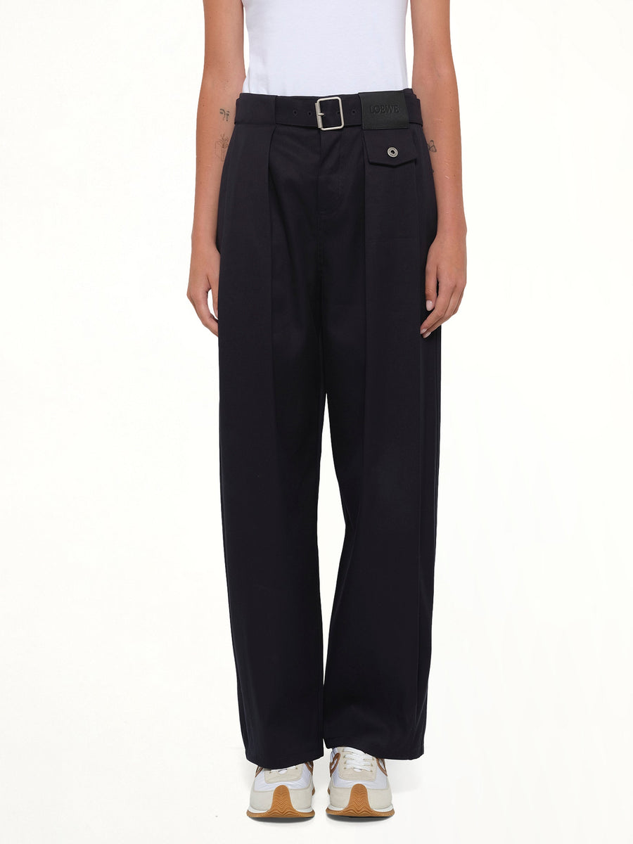 Belted Trouser AF in Dark Navy