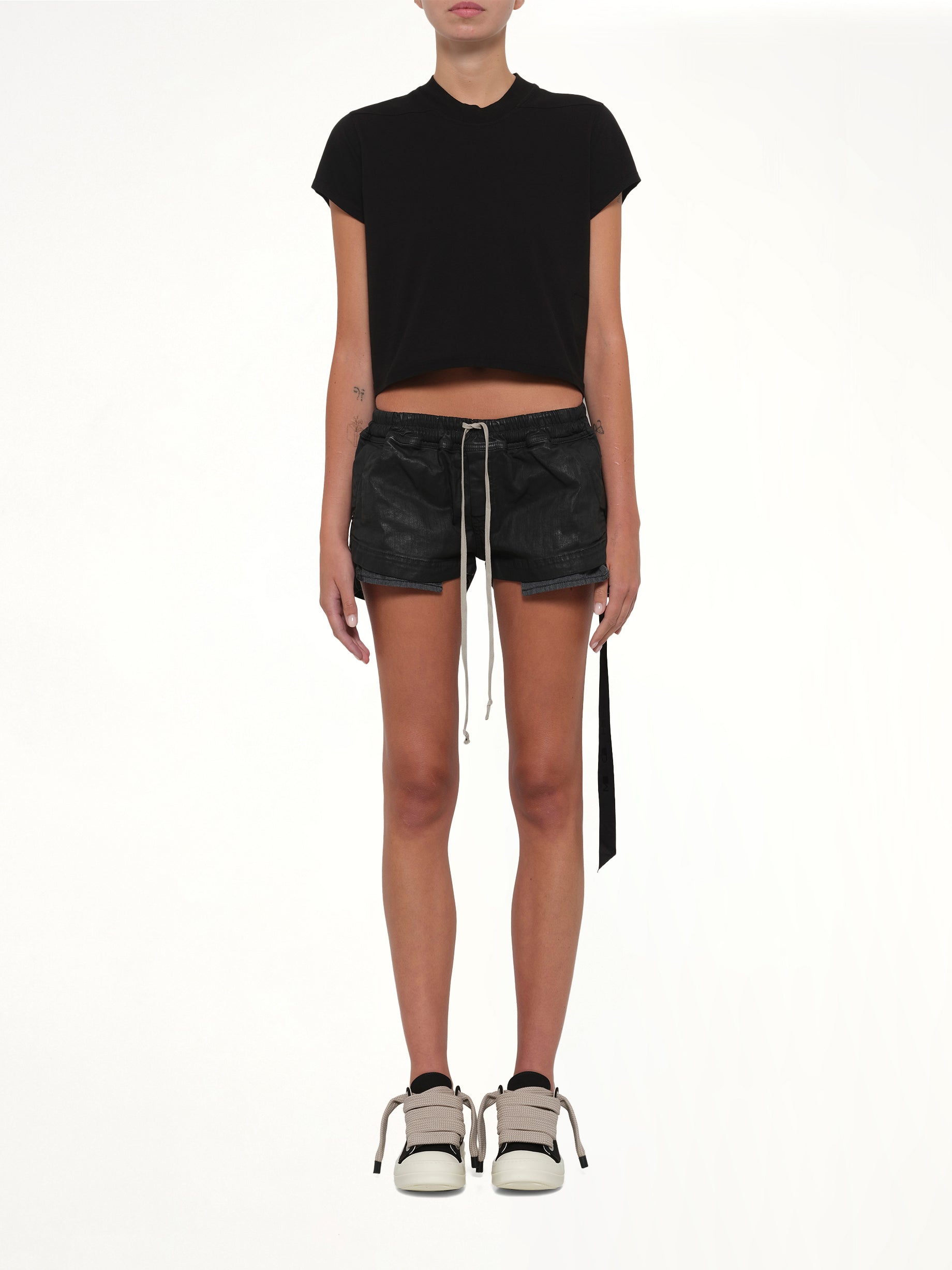RICK OWENS DRKSHDW Denim Fog Boxers in Black Detail Shot from MARAIS