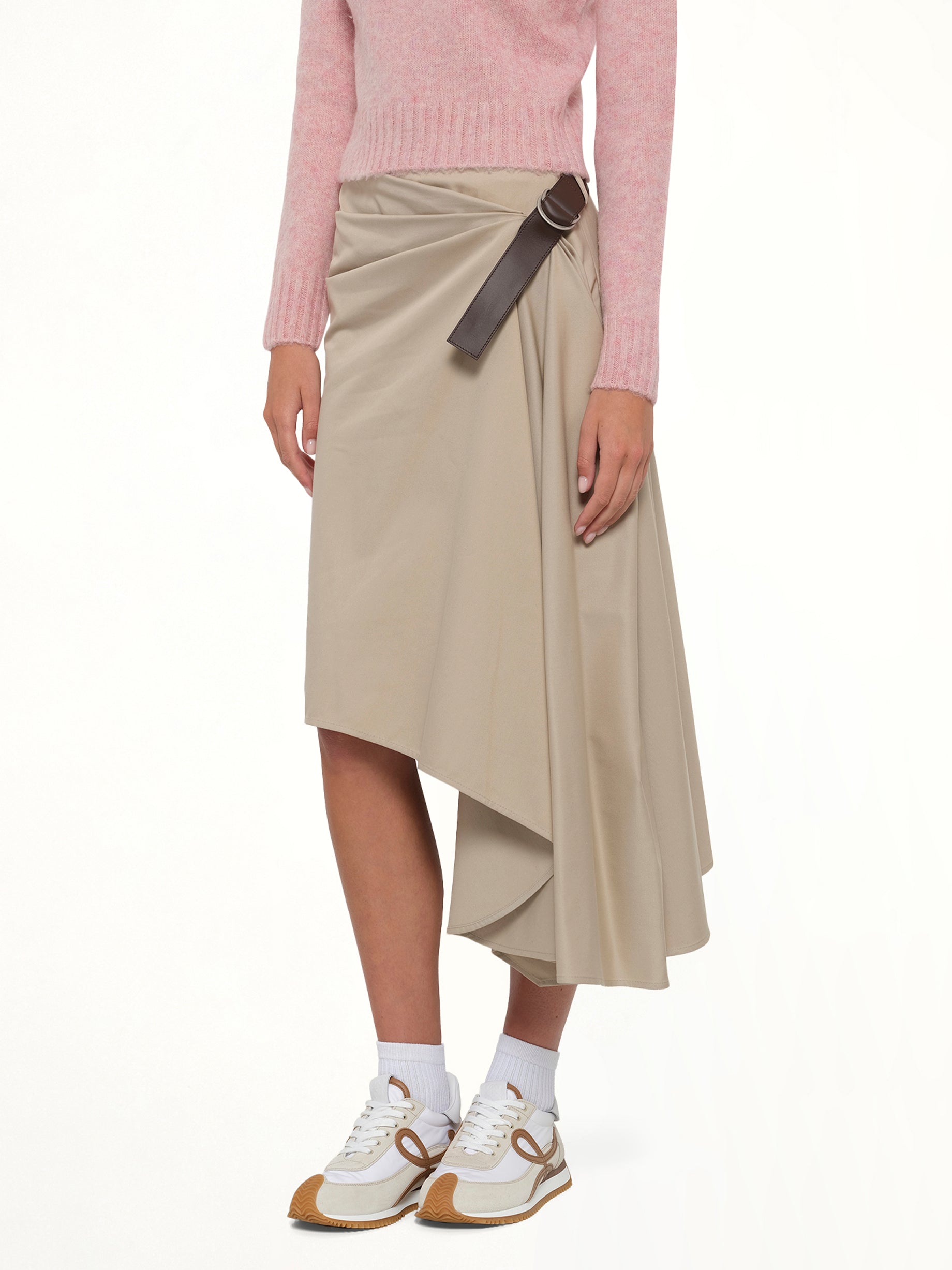 LOEWE Belted Skirt in Beige Detail Shot from MARAIS