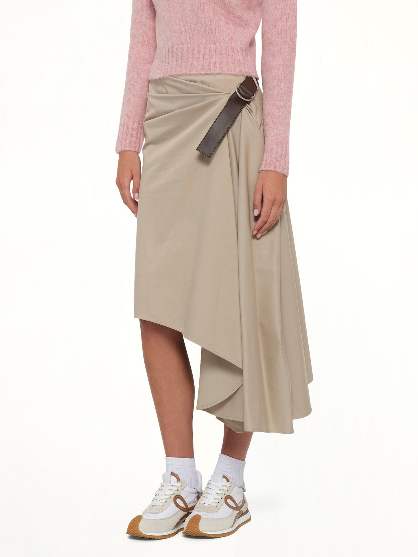 Belted Skirt in Beige