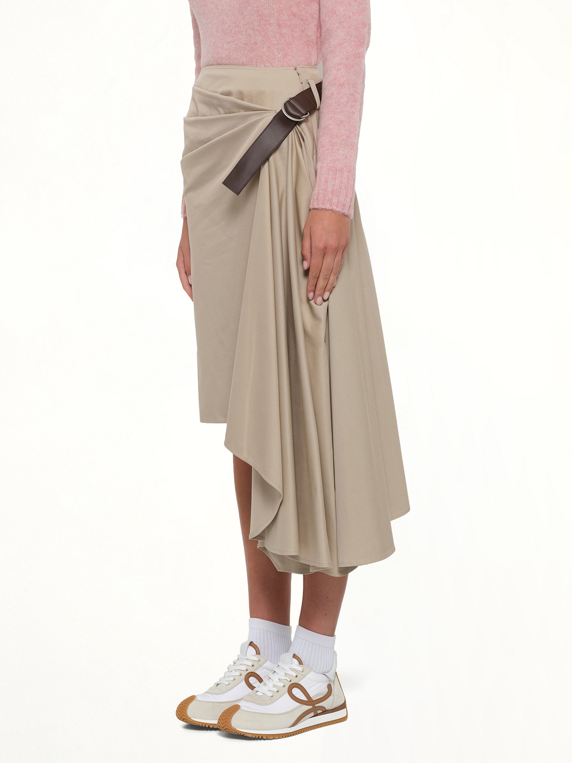 LOEWE Belted Skirt in Beige Side View from MARAIS