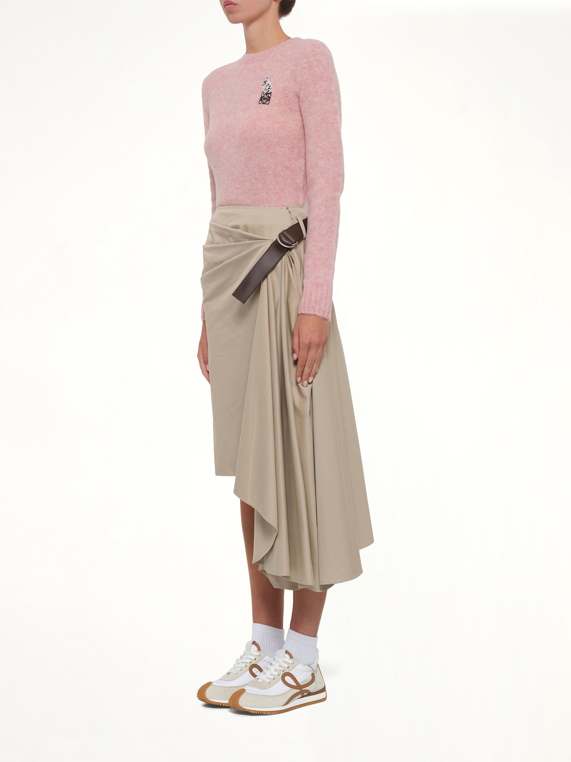 LOEWE Belted Skirt in Beige Full Reference from MARAIS