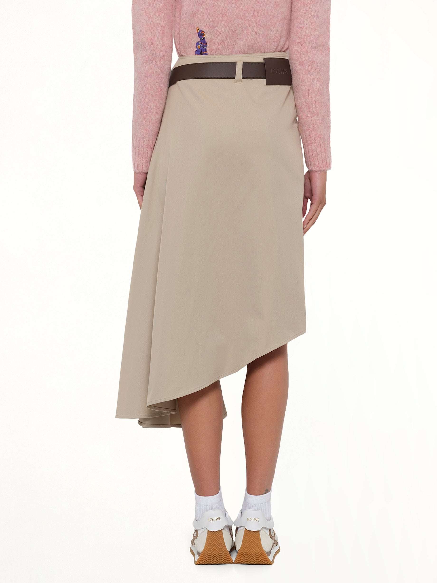 LOEWE Belted Skirt in Beige Back View from MARAIS