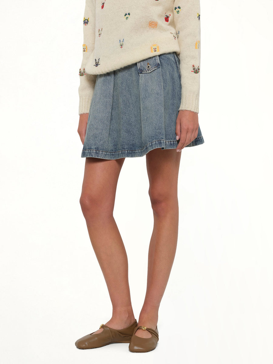 Mini Skirt in Washed Denim