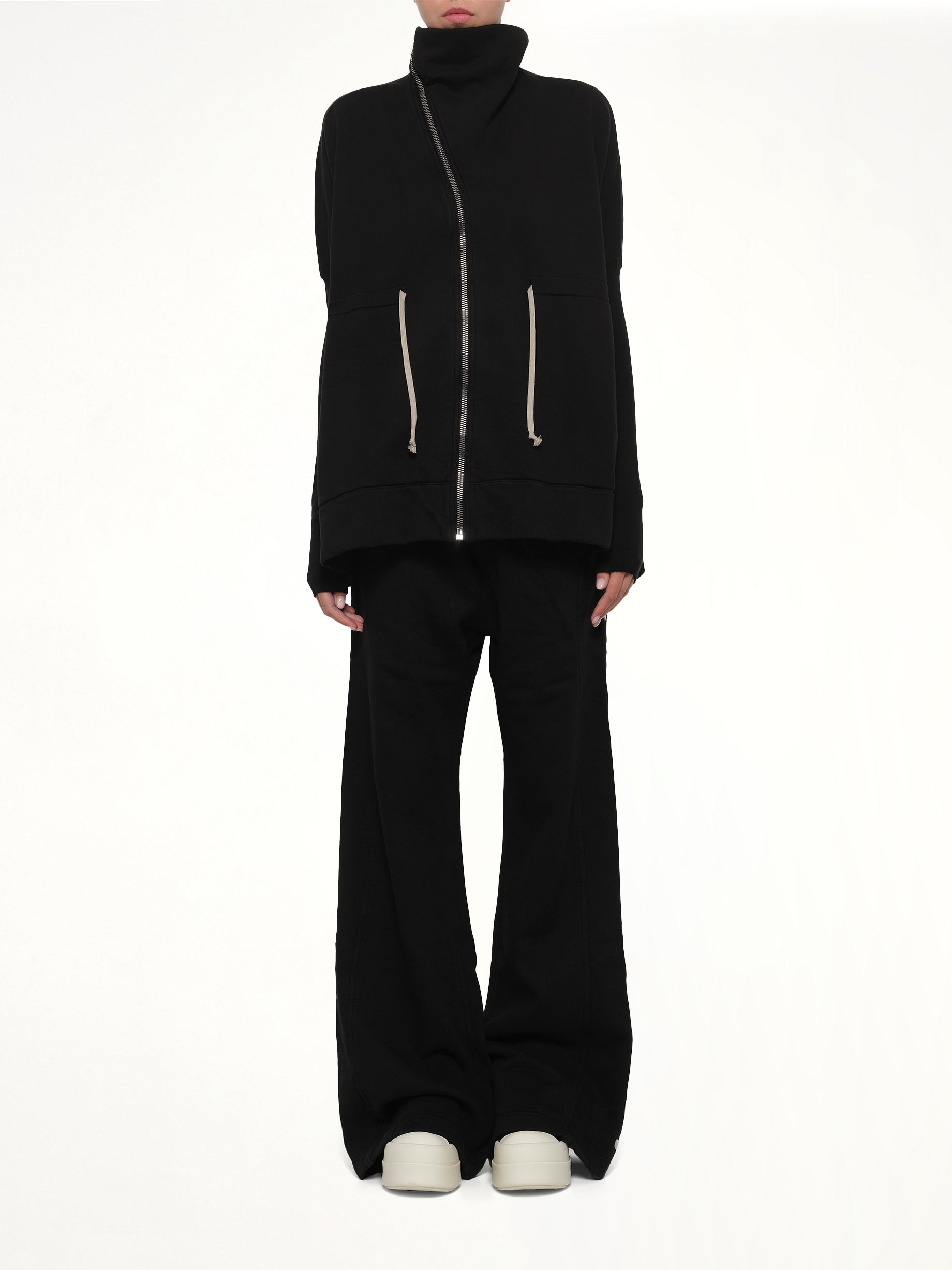 RICK OWENS DRKSHDW Mountain Sail Sweatshirt in Black Model View from MARAIS