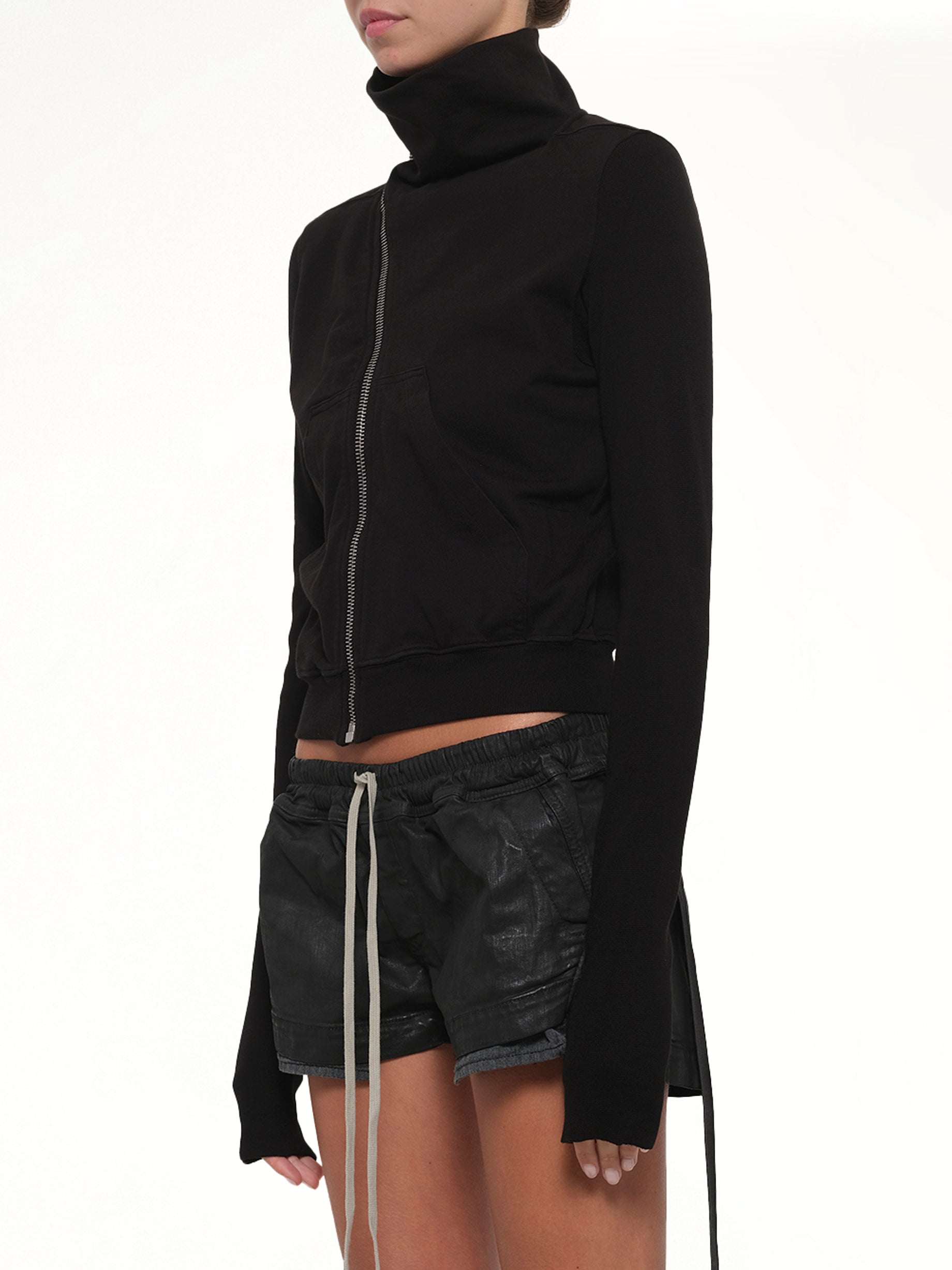 RICK OWENS DRKSHDW Mountain Sweatshirt in Black Side View from MARAIS