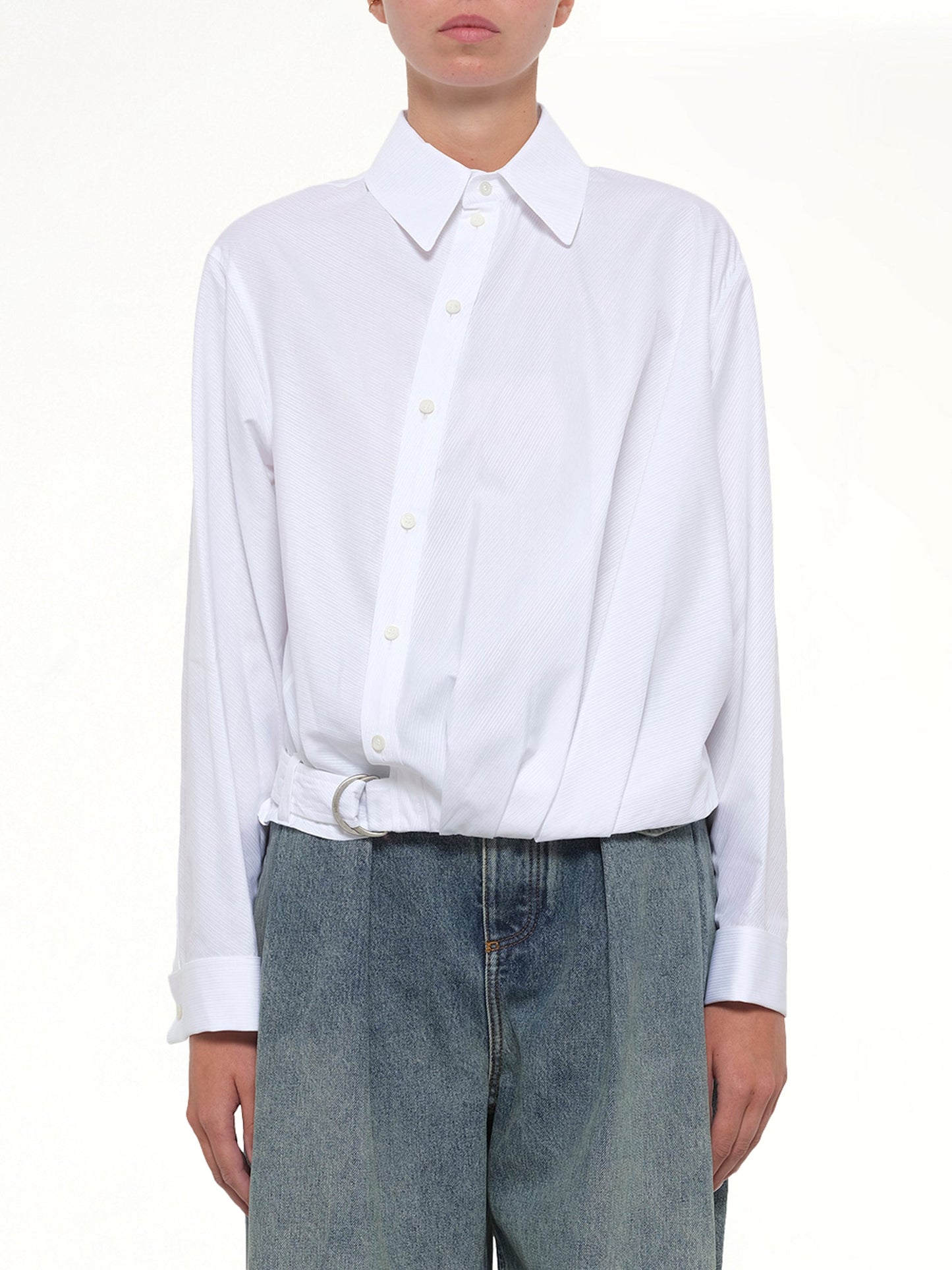 Draped Shirt in White