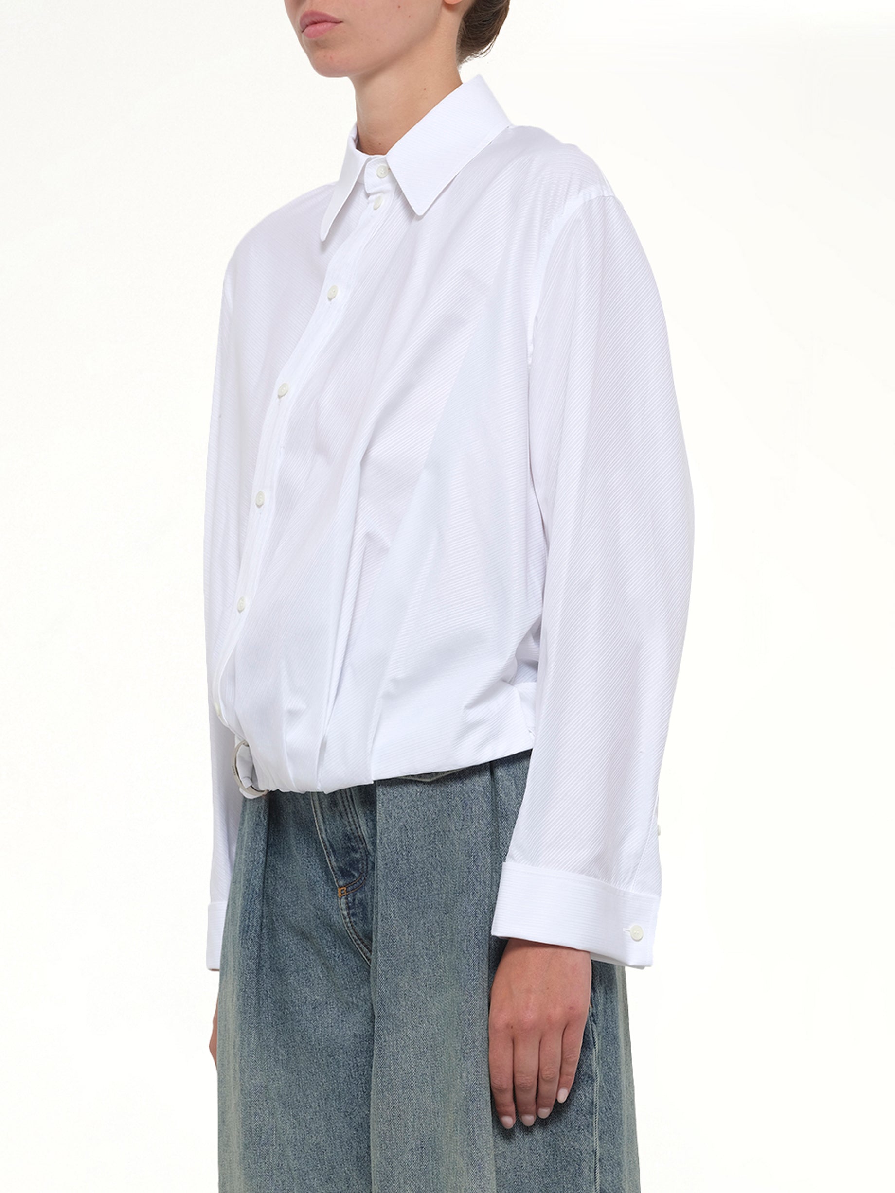 LOEWE Draped Shirt in White Side View from MARAIS