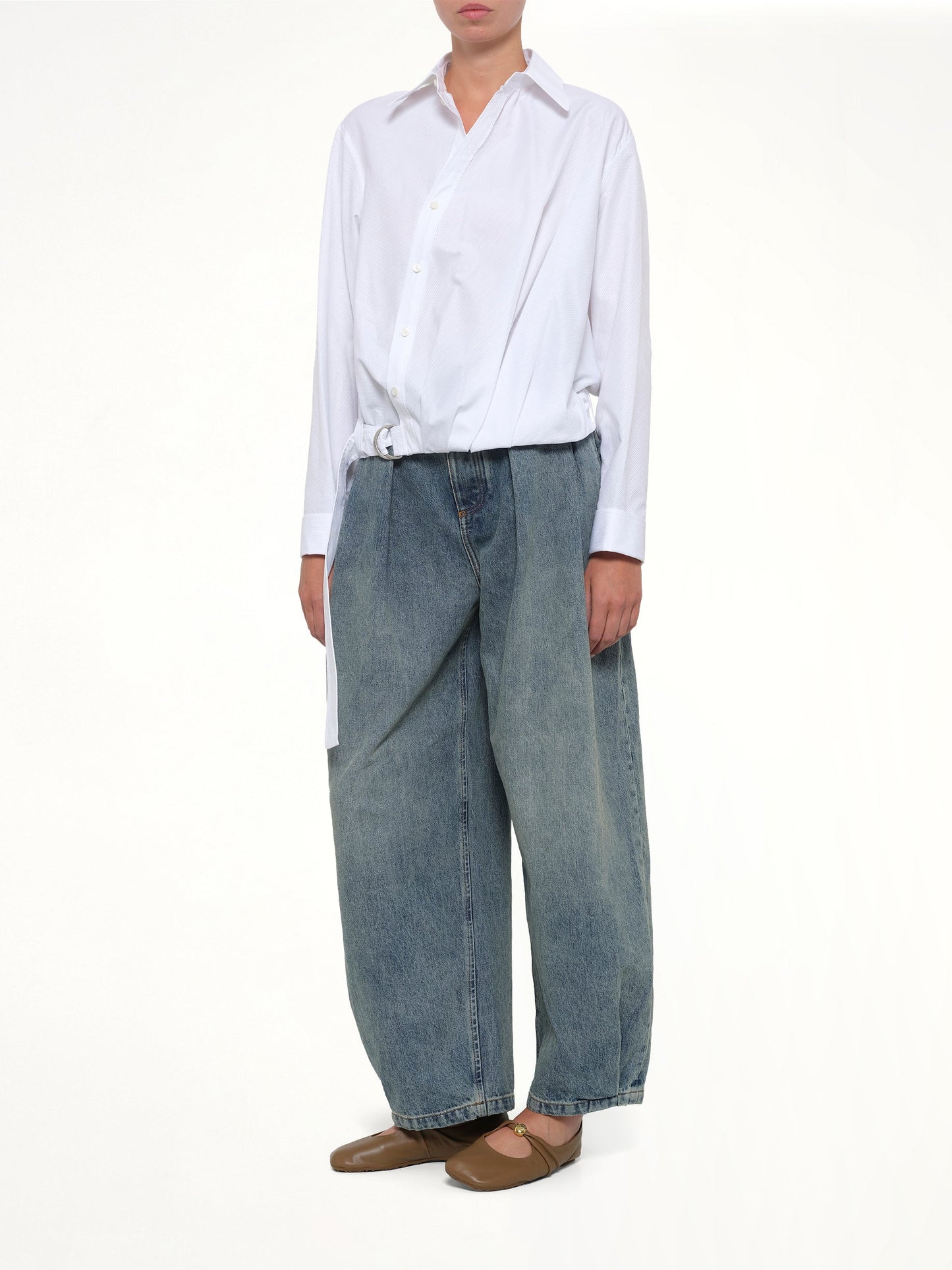 Draped Shirt in White