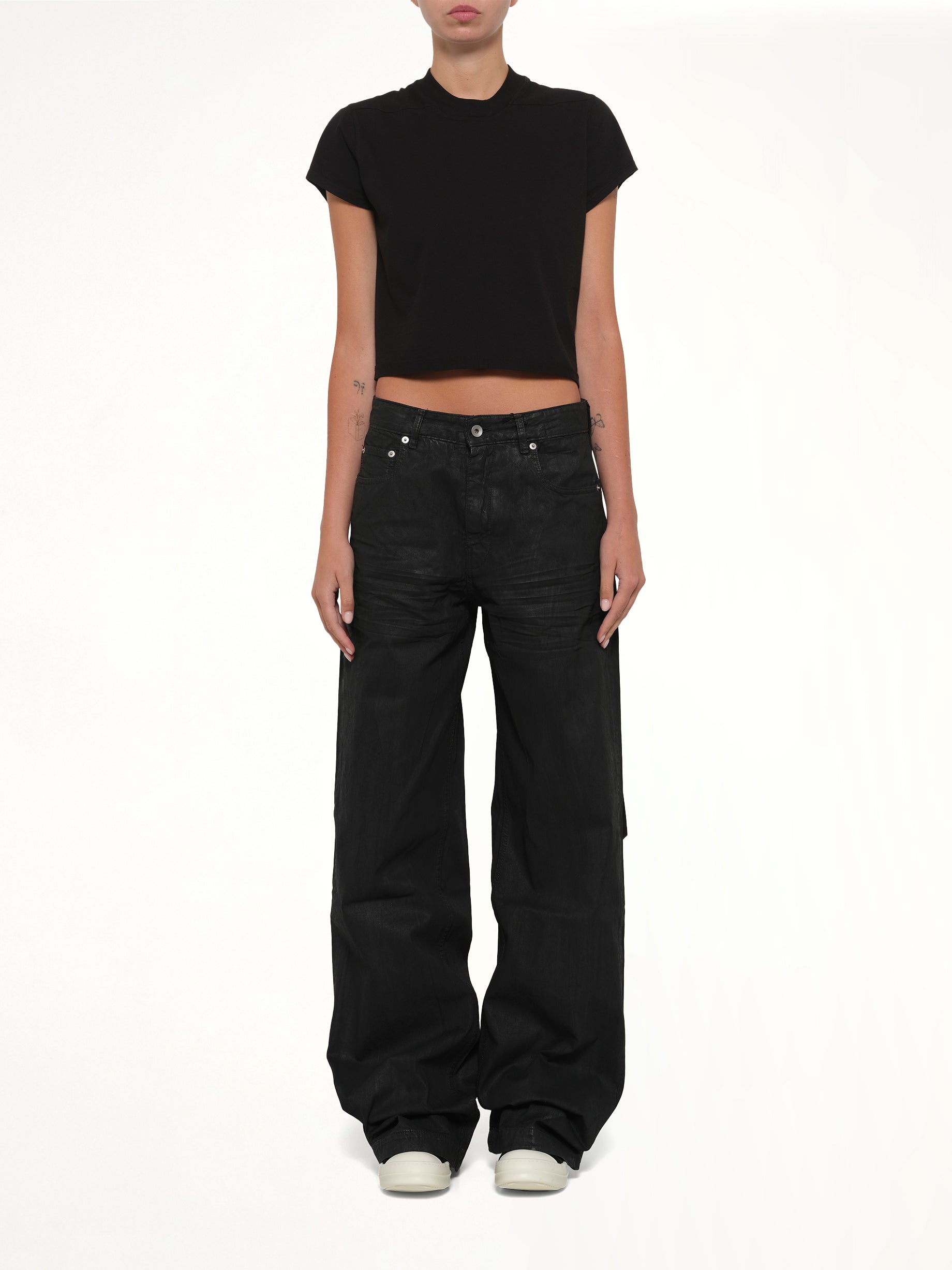 RICK OWENS DRKSHDW Cropped Small Level T in Black Model View from MARAIS