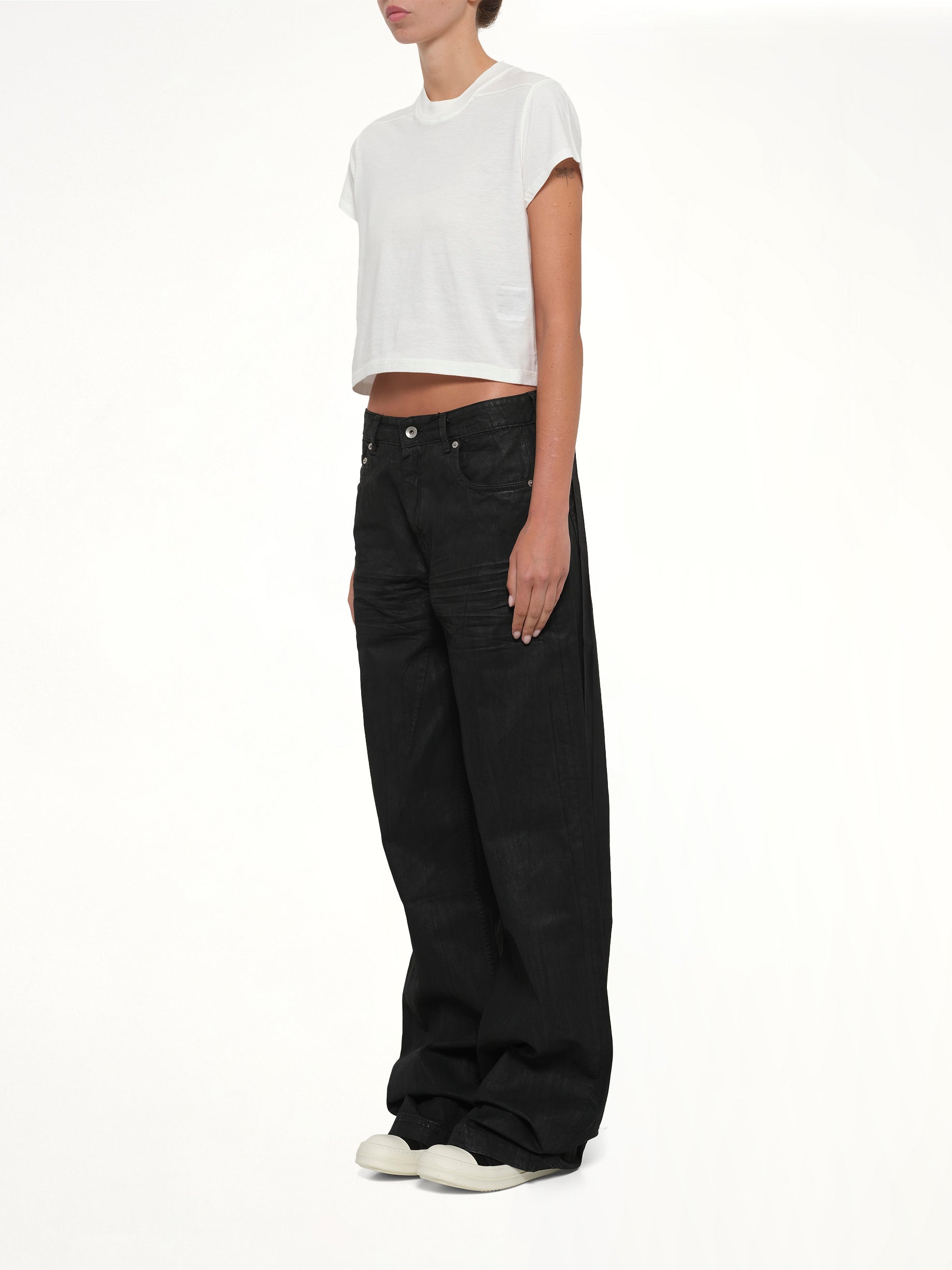 RICK OWENS DRKSHDW Cropped Small Level T in Milk Full Reference from MARAIS