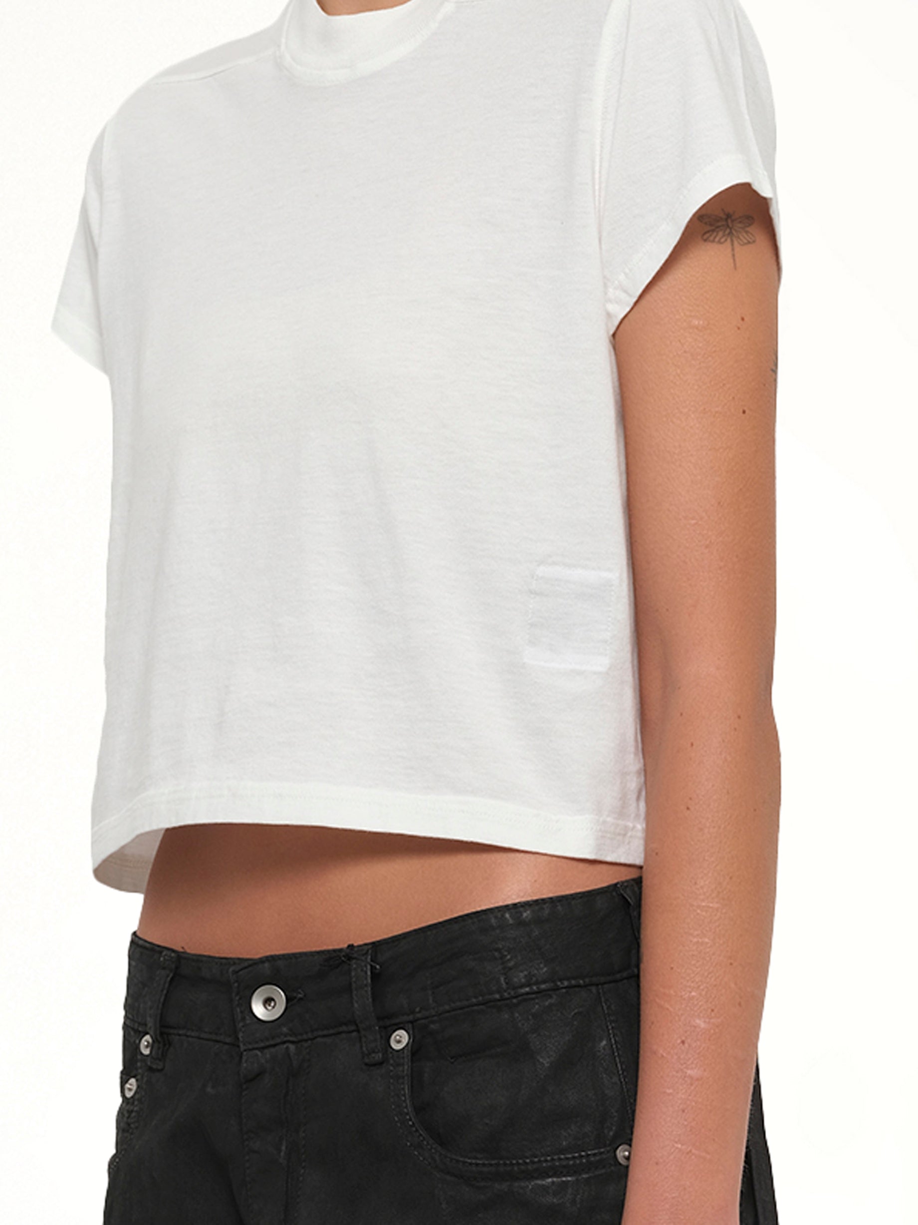 RICK OWENS DRKSHDW Cropped Small Level T in Milk from MARAIS