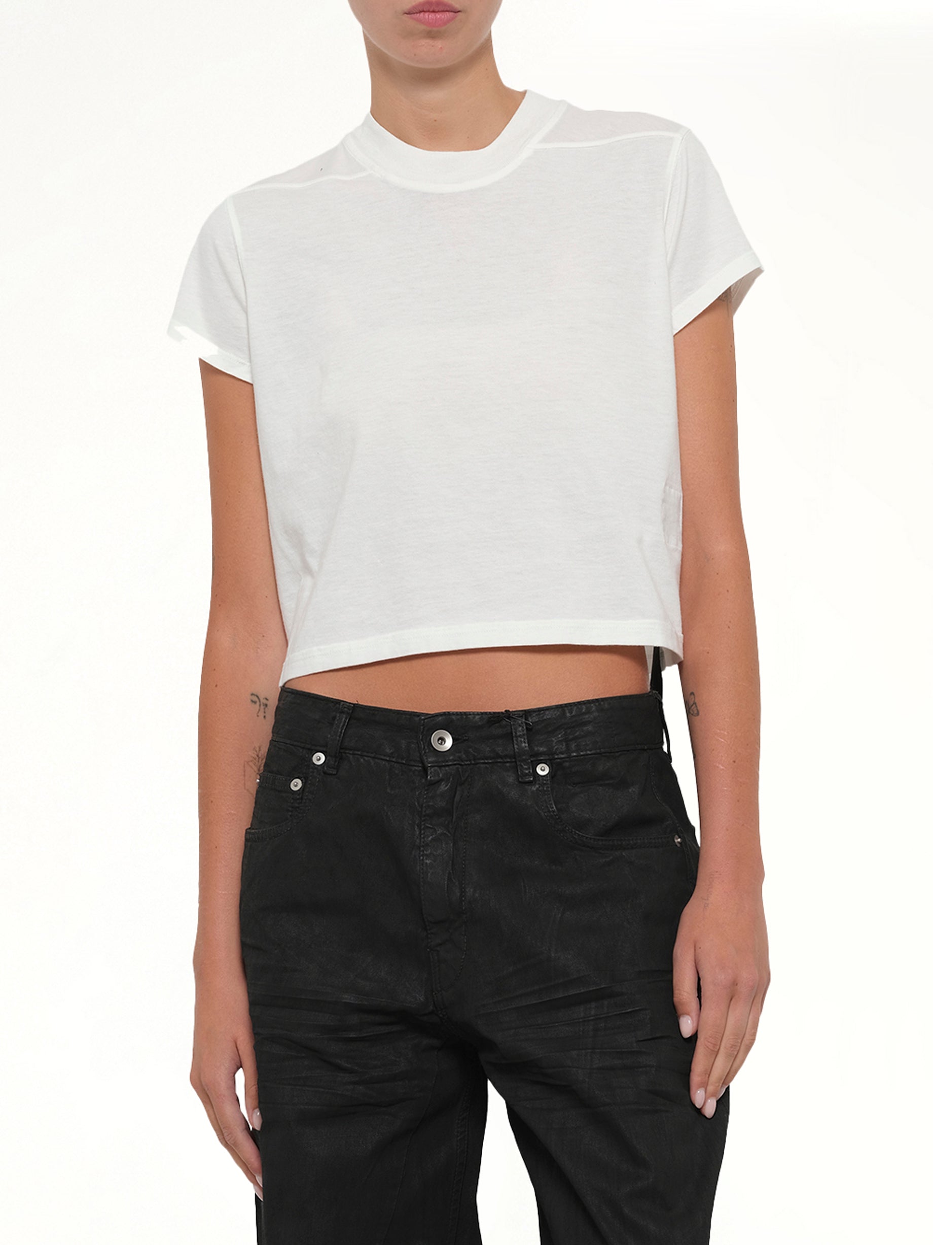 RICK OWENS DRKSHDW Cropped Small Level T in Milk Detail Shot from MARAIS