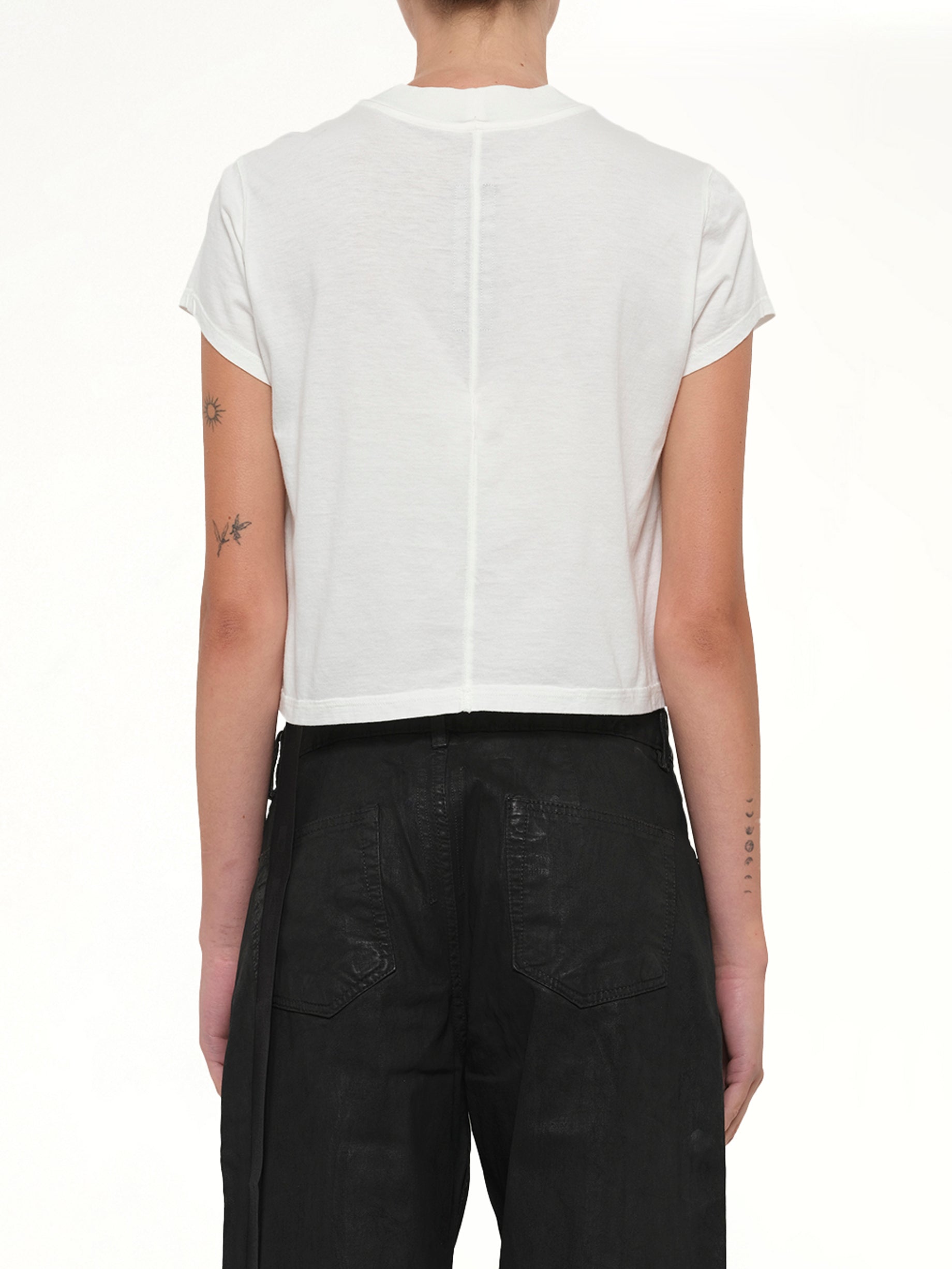 RICK OWENS DRKSHDW Cropped Small Level T in Milk Back View from MARAIS
