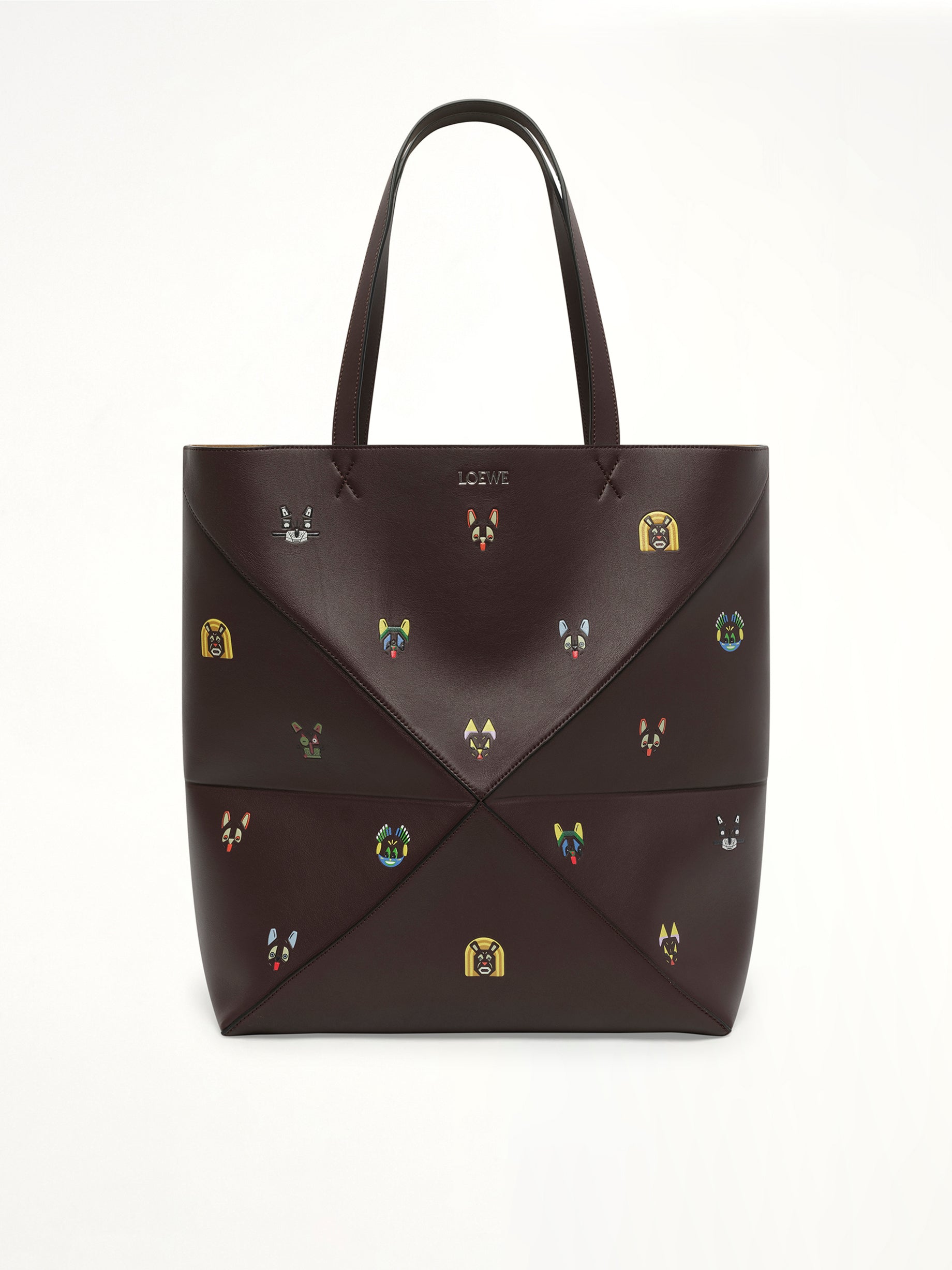 Puzzle Fold Tote XL Allover Cats in Brown