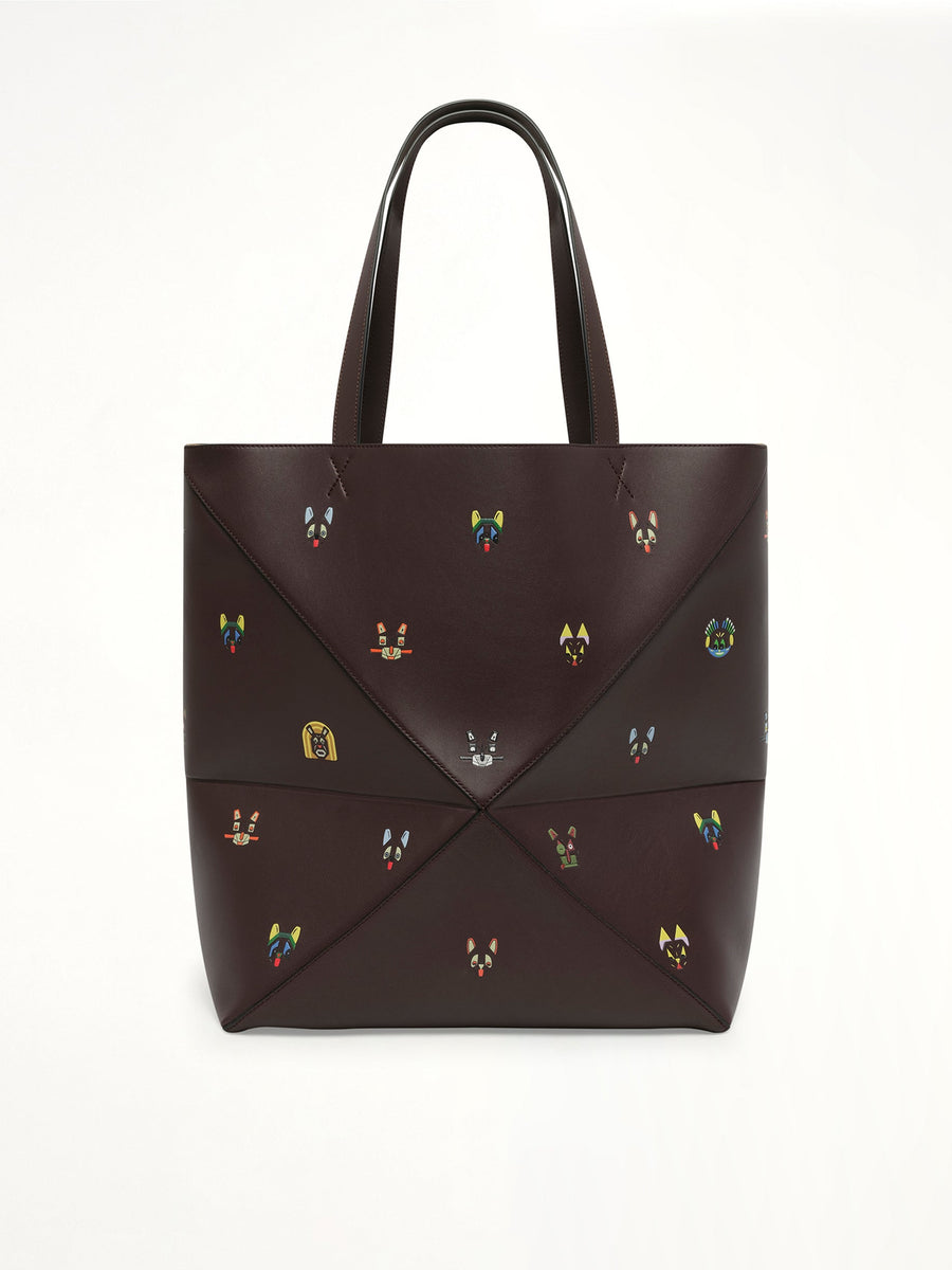 Puzzle Fold Tote XL Allover Cats in Brown