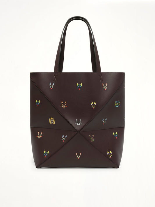 Puzzle Fold Tote XL Allover Cats in Brown