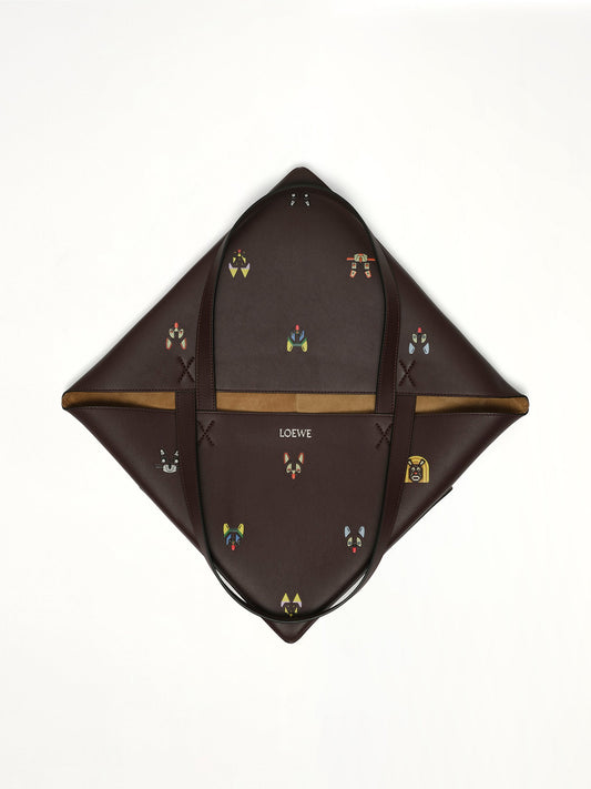 Puzzle Fold Tote XL Allover Cats in Brown