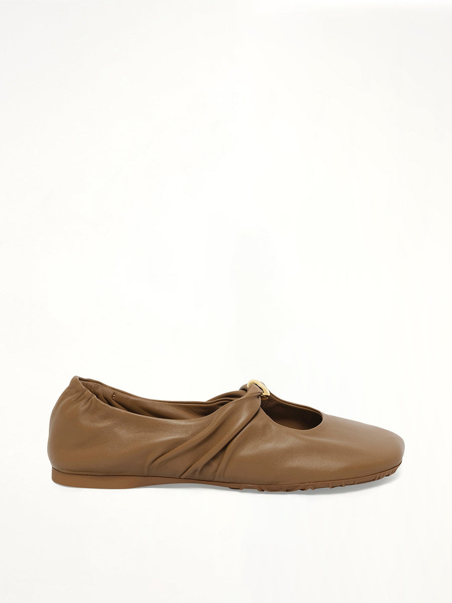 Pebble Soft Ballerina in Oak Side View | LOEWE