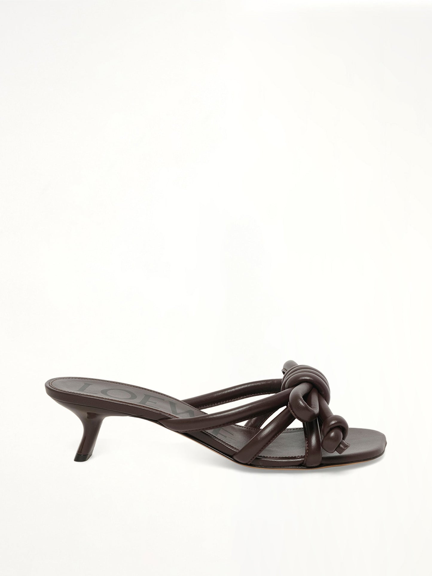 Flamenco Knot Sandal 45H in Dark Brownie Side View | LOEWE