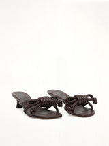 Flamenco Knot Sandal 45H in Dark Brownie Front View | LOEWE