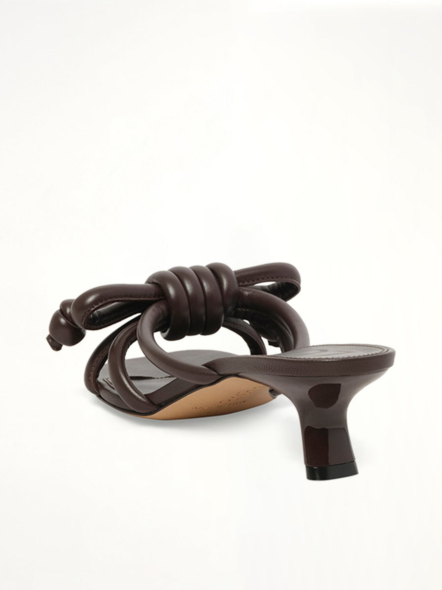 Flamenco Knot Sandal 45H in Dark Brownie Back View | LOEWE