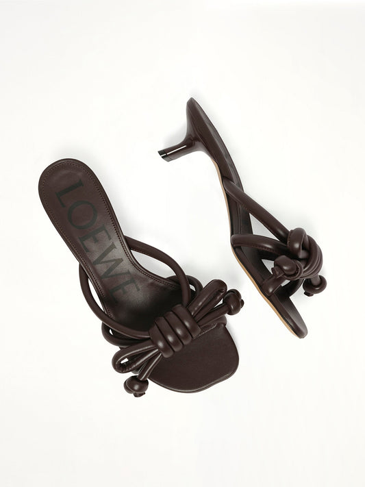 Flamenco Knot Sandal 45H in Dark Brownie Top View | LOEWE
