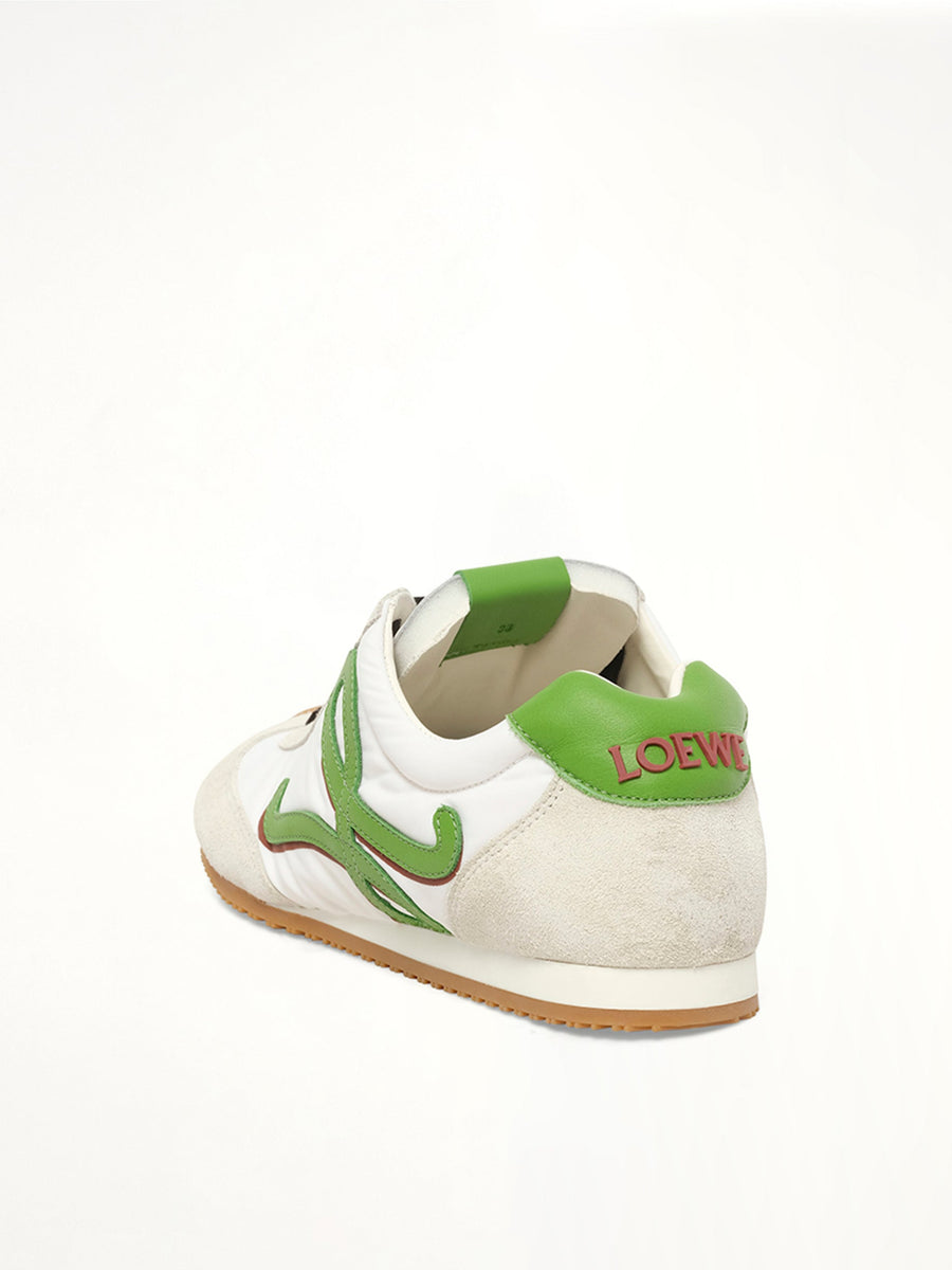 Ballet Runner 2.0 Louis Wain Sneaker in White/Green Back View | LOEWE