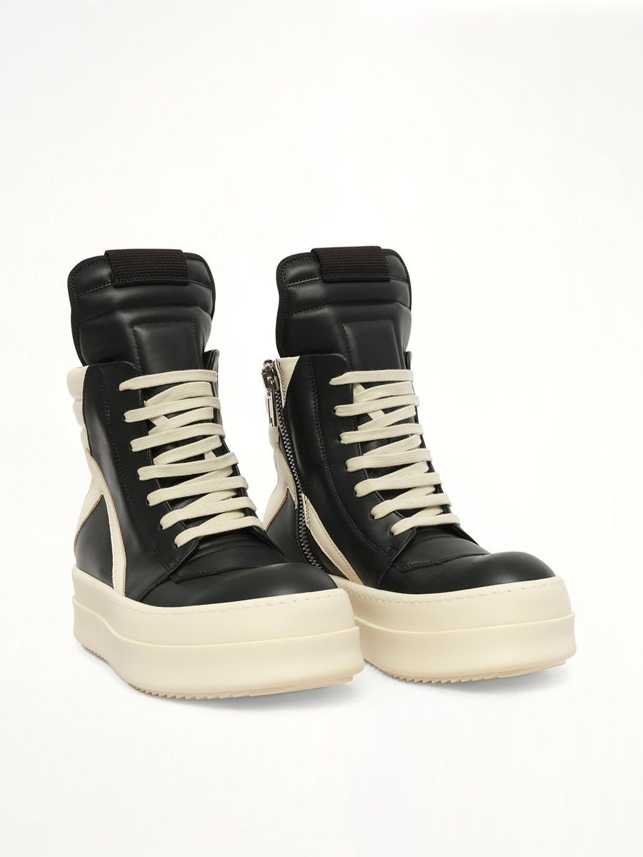 Mega Bumper Geobasket in Black/Milk Front View | RICK OWENS