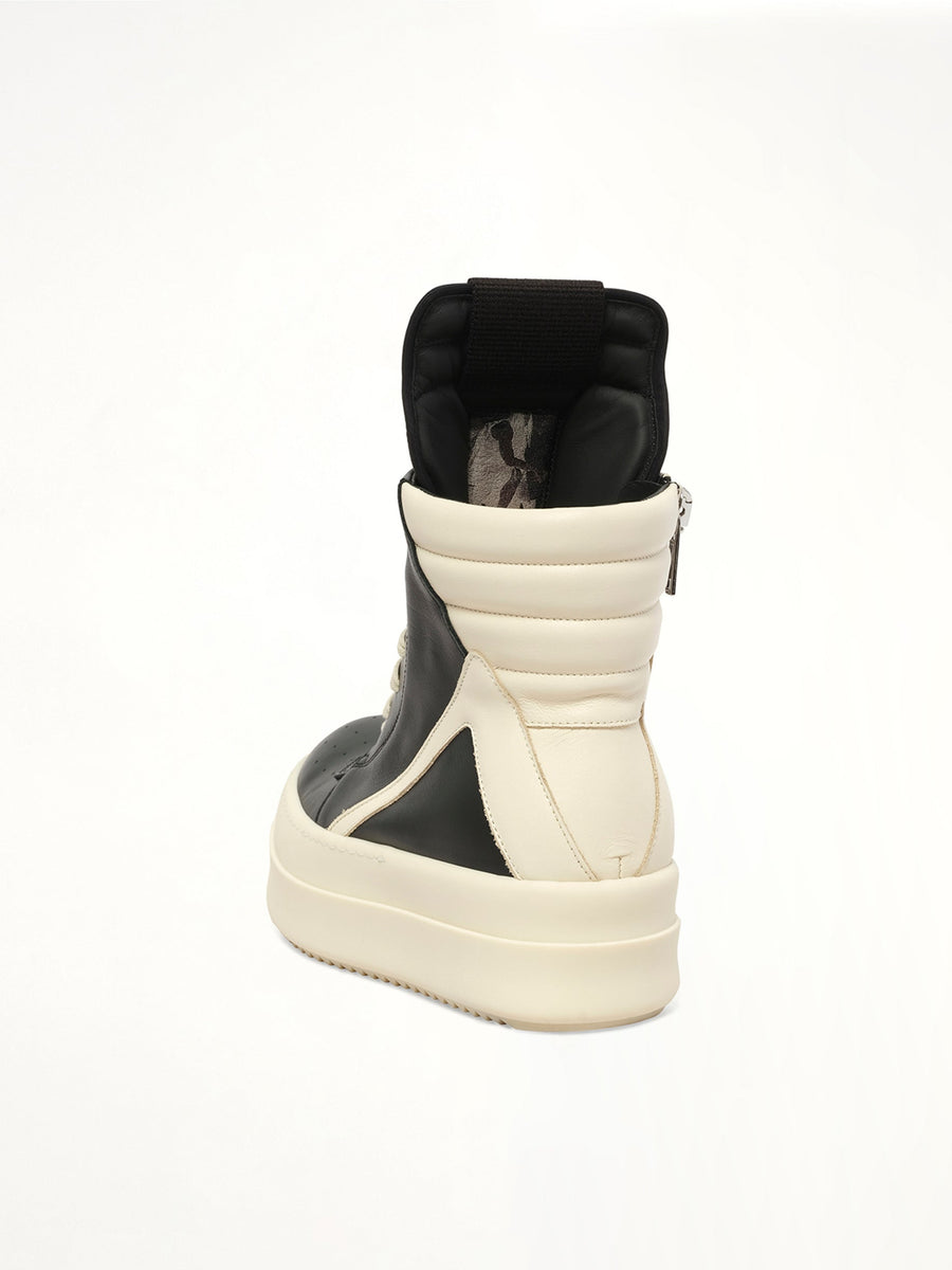Mega Bumper Geobasket in Black/Milk Back View | RICK OWENS
