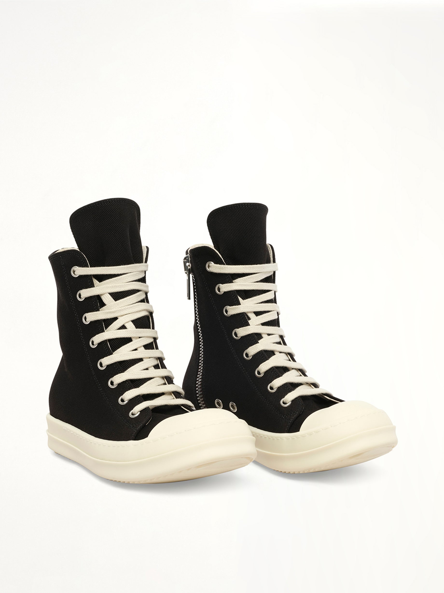 RICK OWENS DRKSHDW Sneaks in Black/Milk Front View from MARAIS